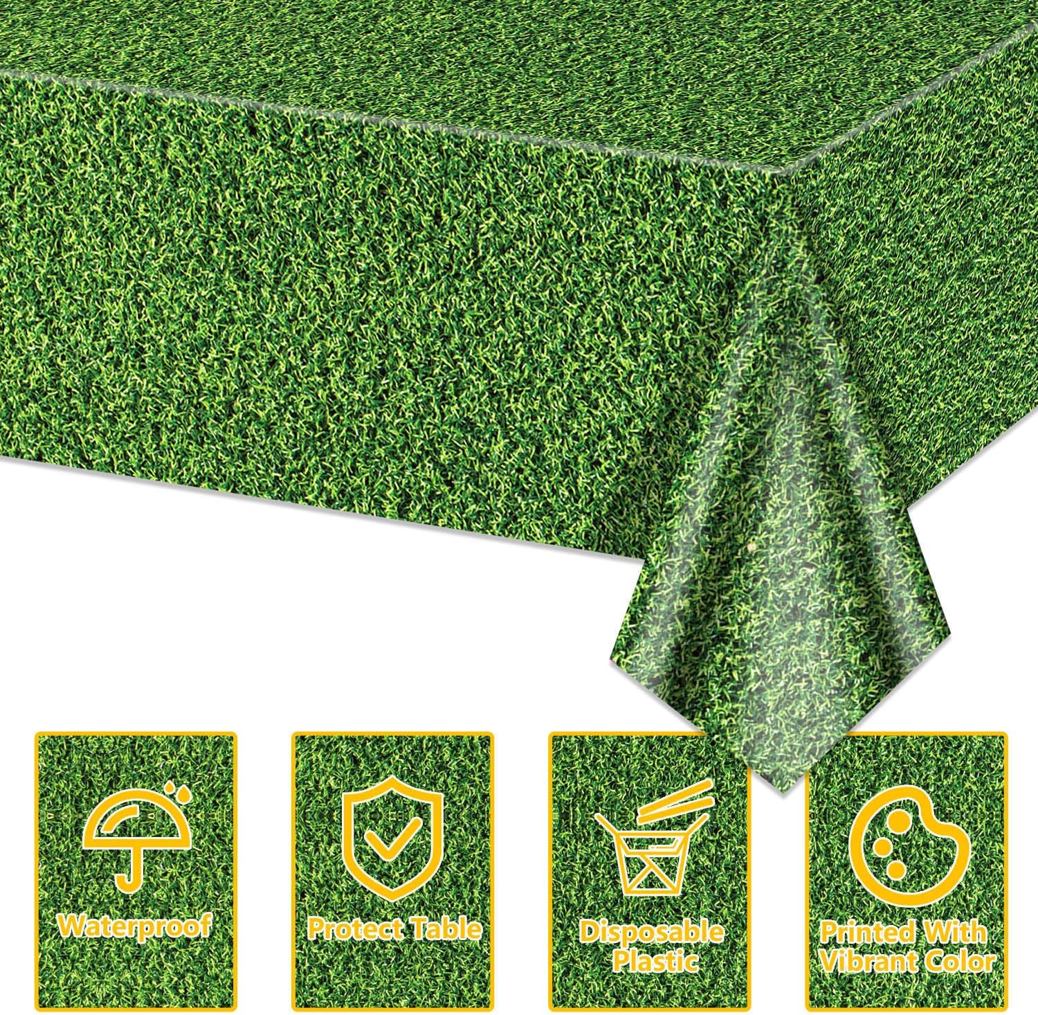 4Pcs Green Grass Tablecloths for Sports Parties