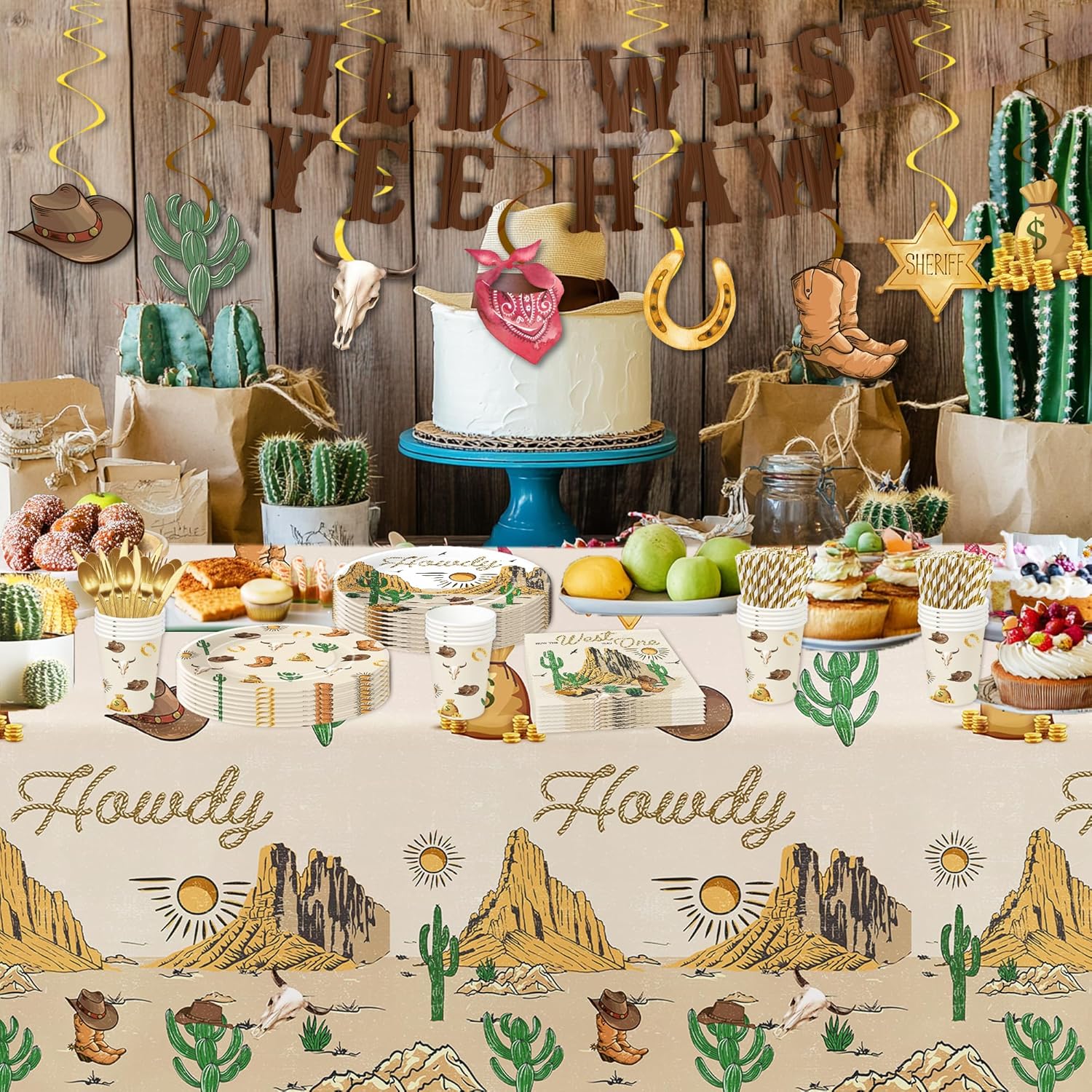 Western Party Supplies Set for 24 Guests