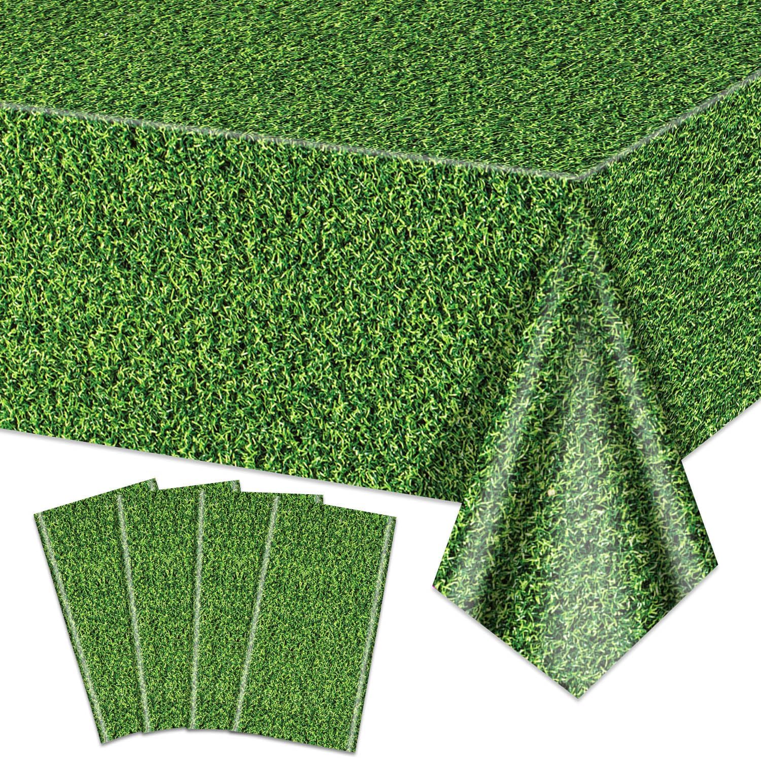 4Pcs Green Grass Tablecloths for Sports Parties
