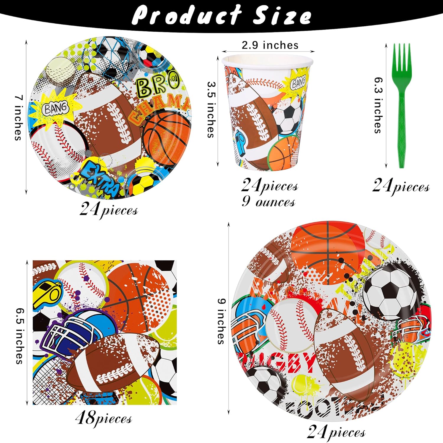 Durony 144 Piece Sports Themed Dinnerware Set