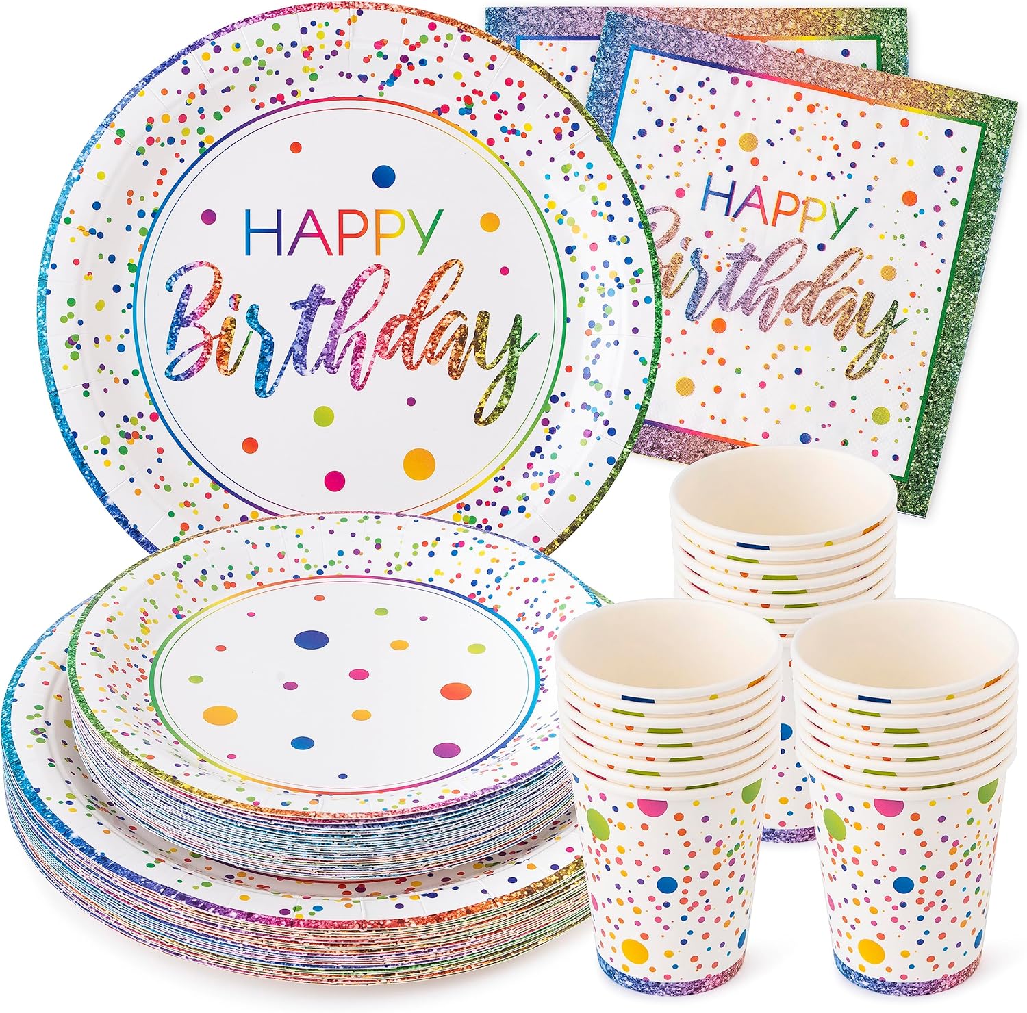 Royal Bluebonnet Rainbow Birthday Plates Set of 24