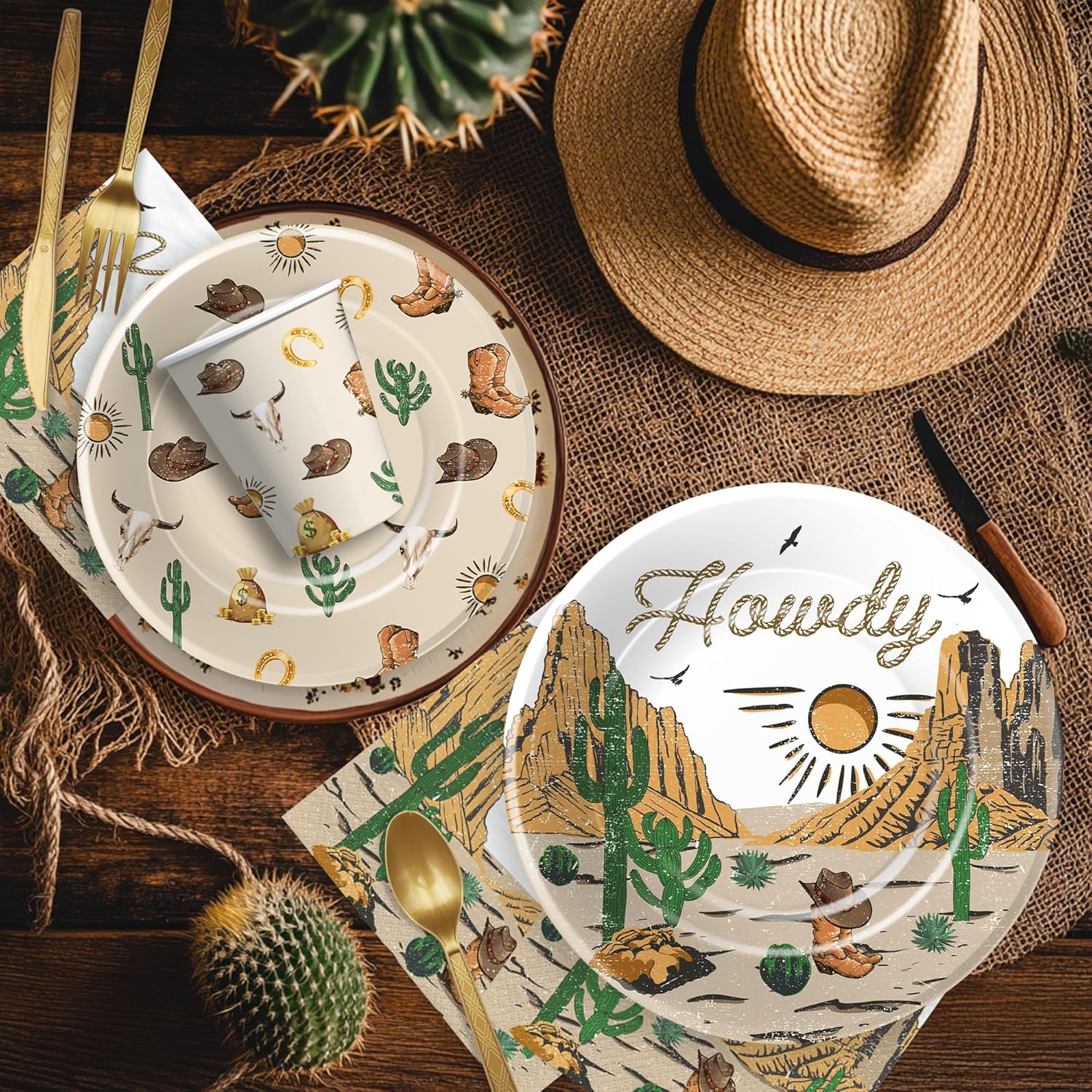 Western Party Supplies Set for 24 Guests