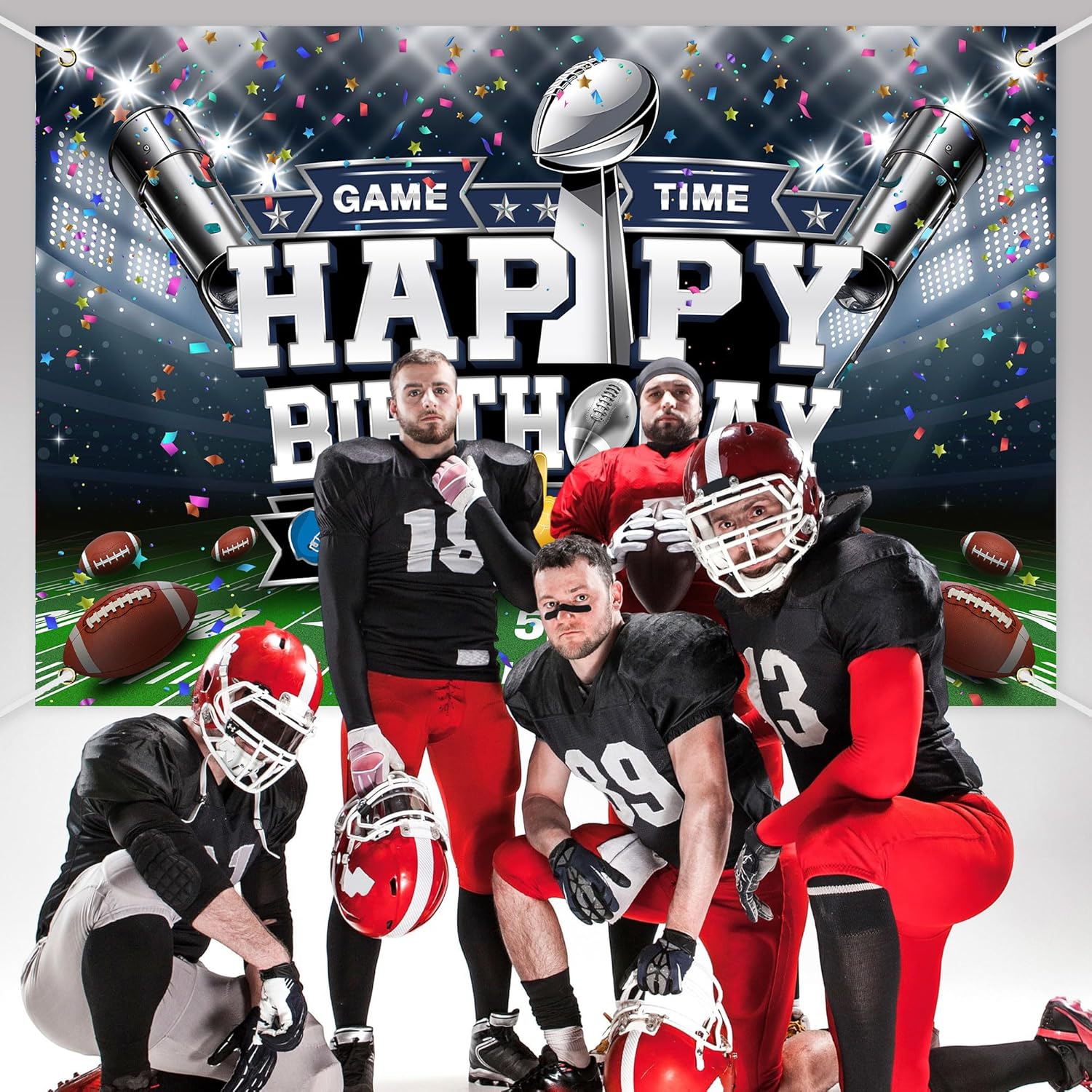 Football Birthday Backdrop Banner for Boys Girls Men 72x43in
