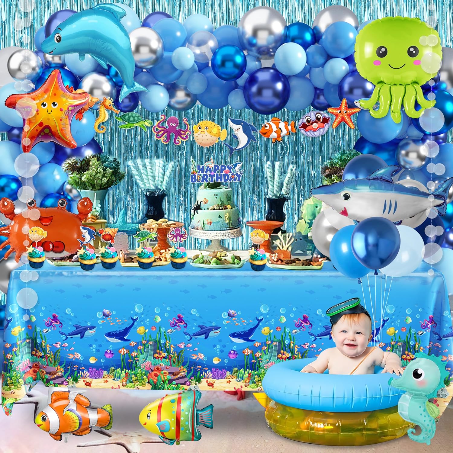 Under the Sea Party Decorations 98Pcs Ocean Theme Birthday Supplies