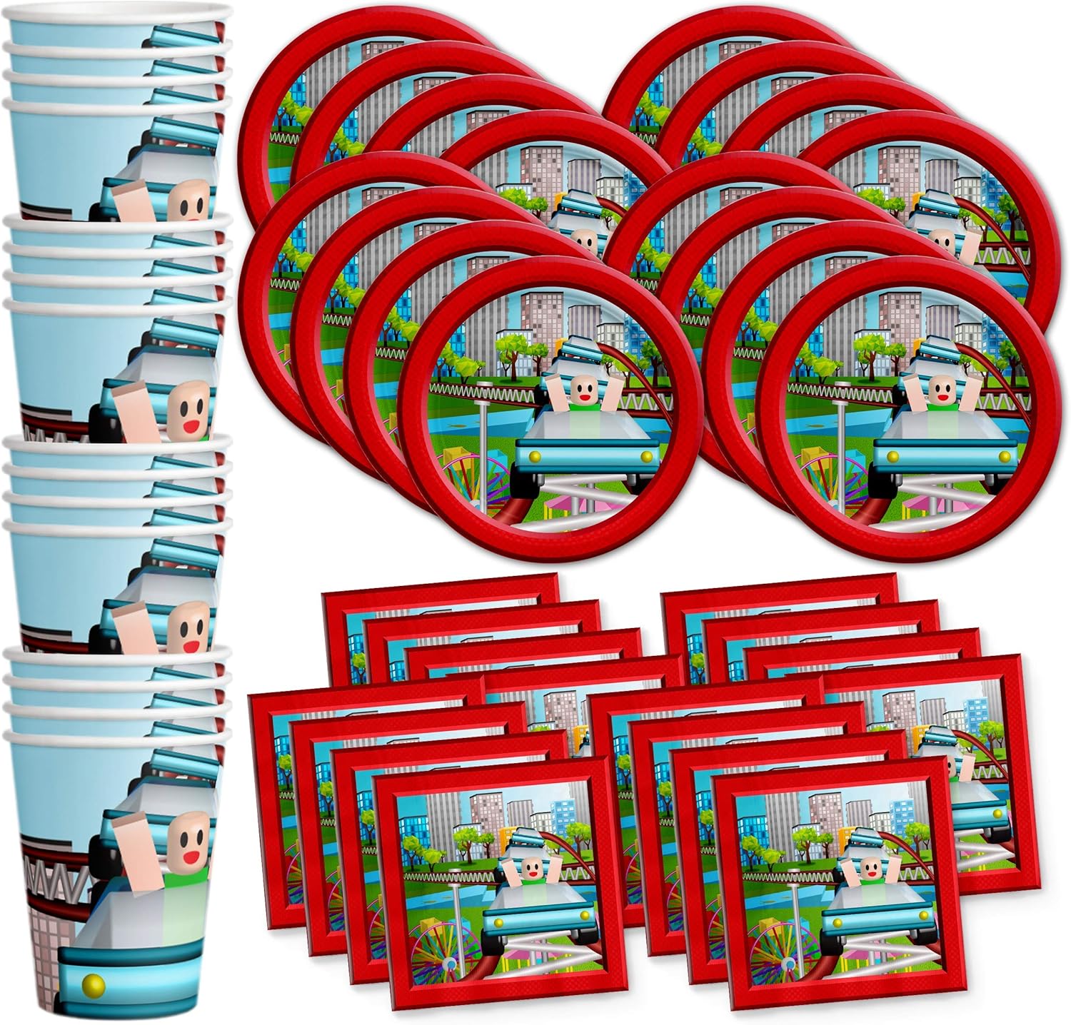 Robot Blocks Party Supplies Set for 16 Guests