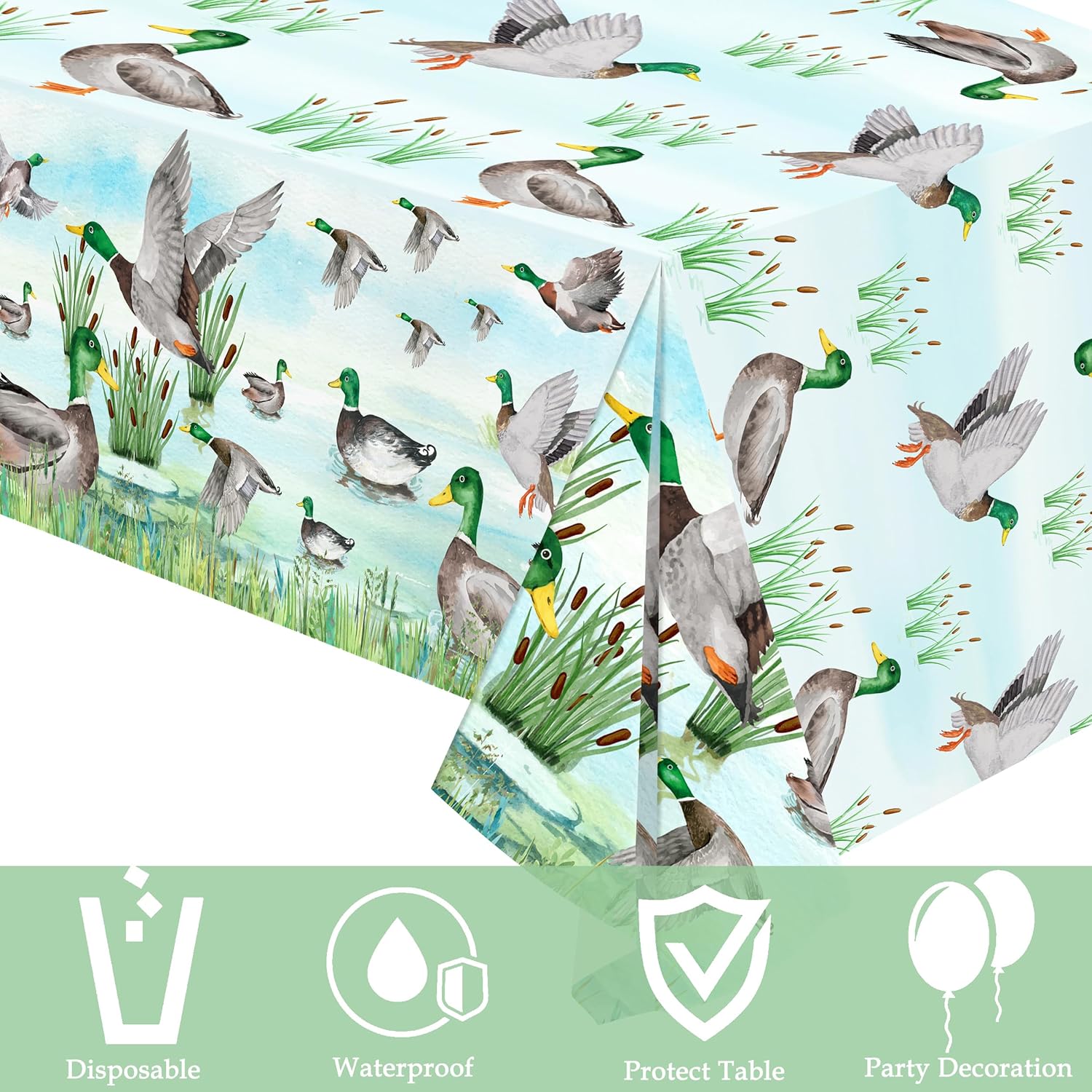2pcs Mallard Duck Party Tablecloths 1st Birthday Decor