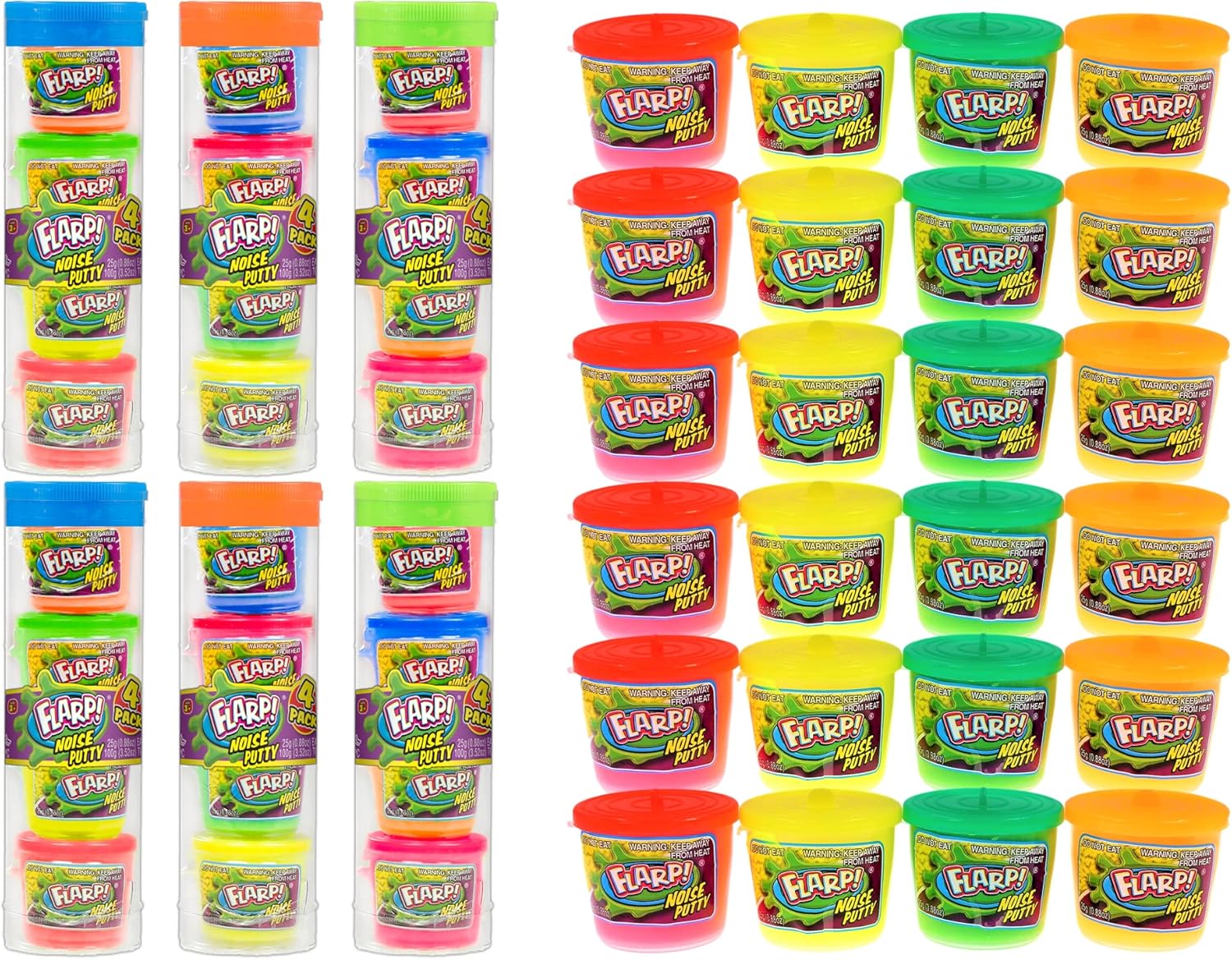 JA-RU Mini Flarp Noise Putty Fidget Toy 6 Tubes 24 Mini Flarps