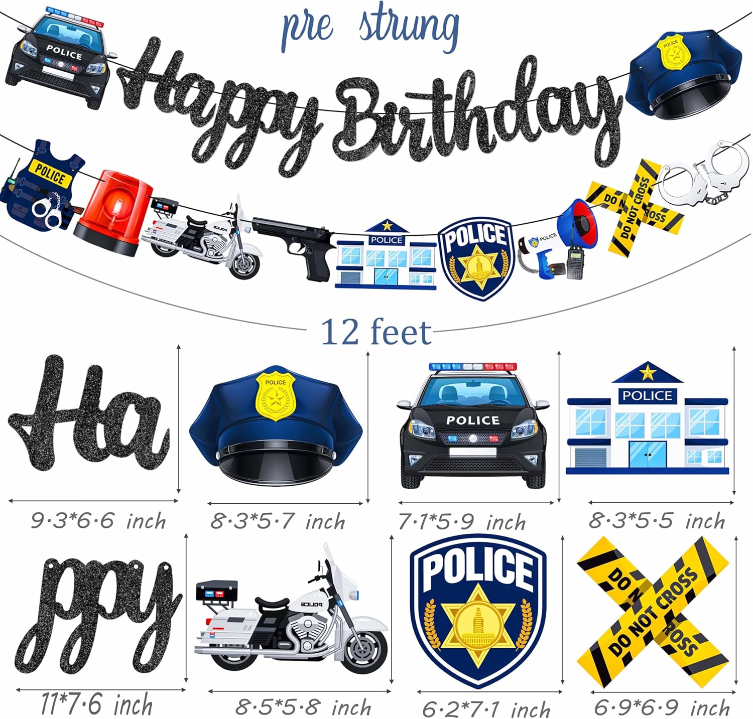 Police Birthday Banners 2Pcs Cops Party Decorations