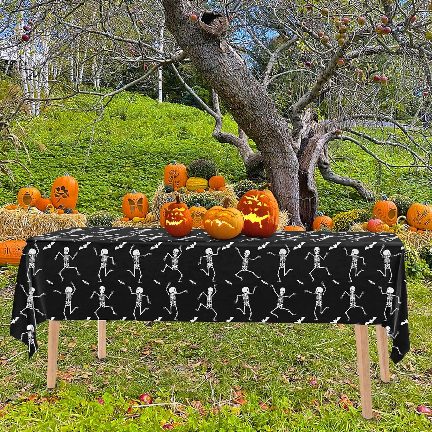 Iceyyyy 3-Pack Skeleton Tablecloth - 54 x 108 Halloween Decor