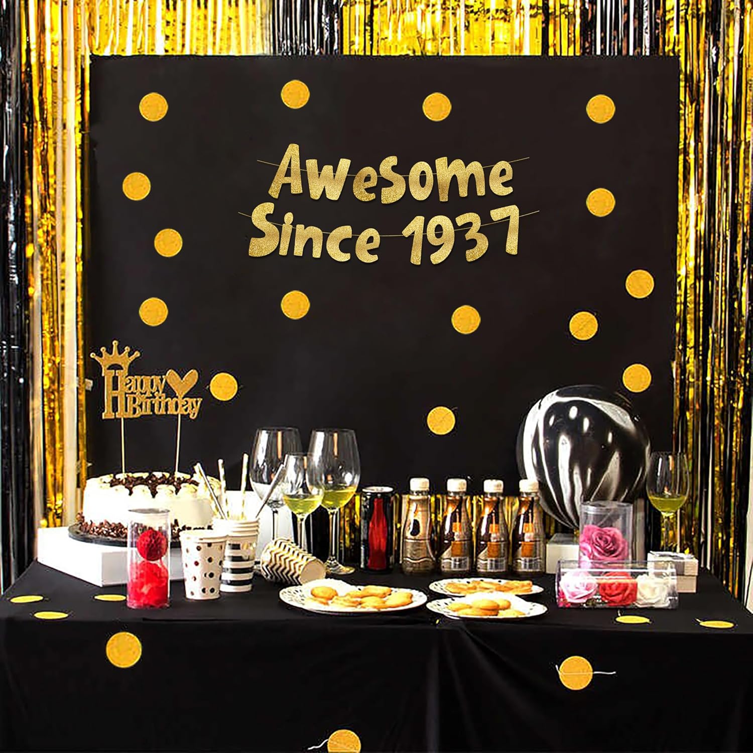 Awesome Since 1937 Gold Glitter Banner 88th Birthday Decor