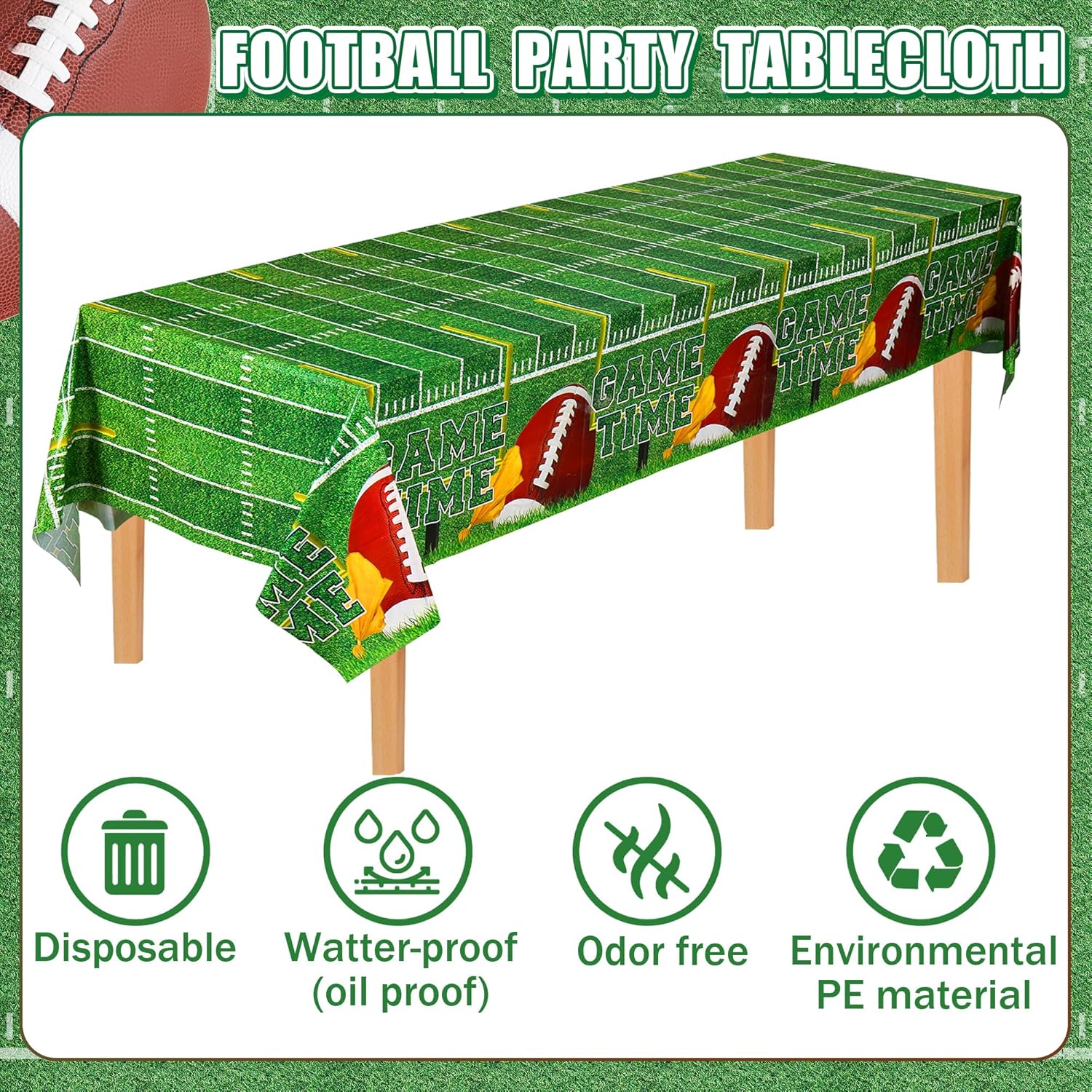3pcs Football Party Tablecloths Rectangular Plastic 108x54