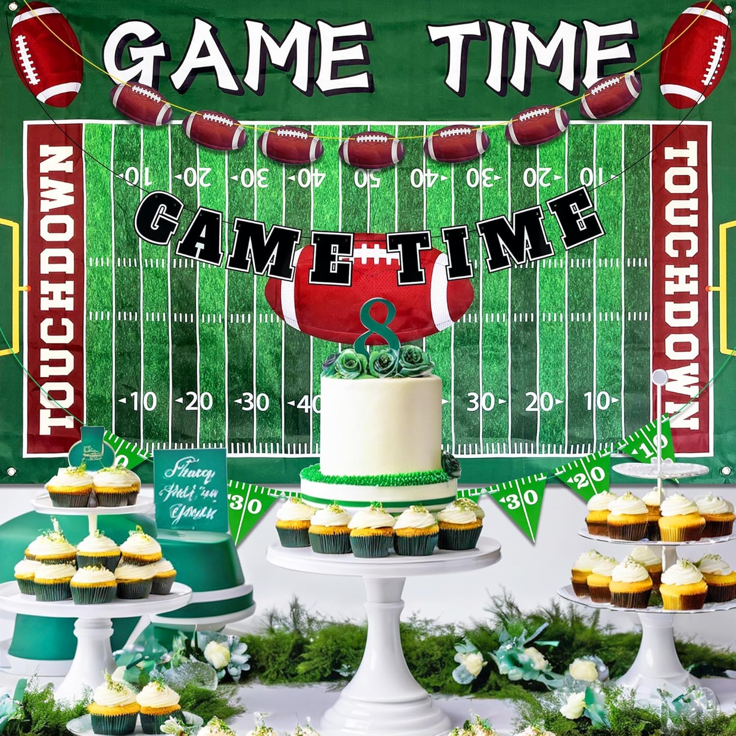 7 PCS Football Party Decorations Banner Backdrop