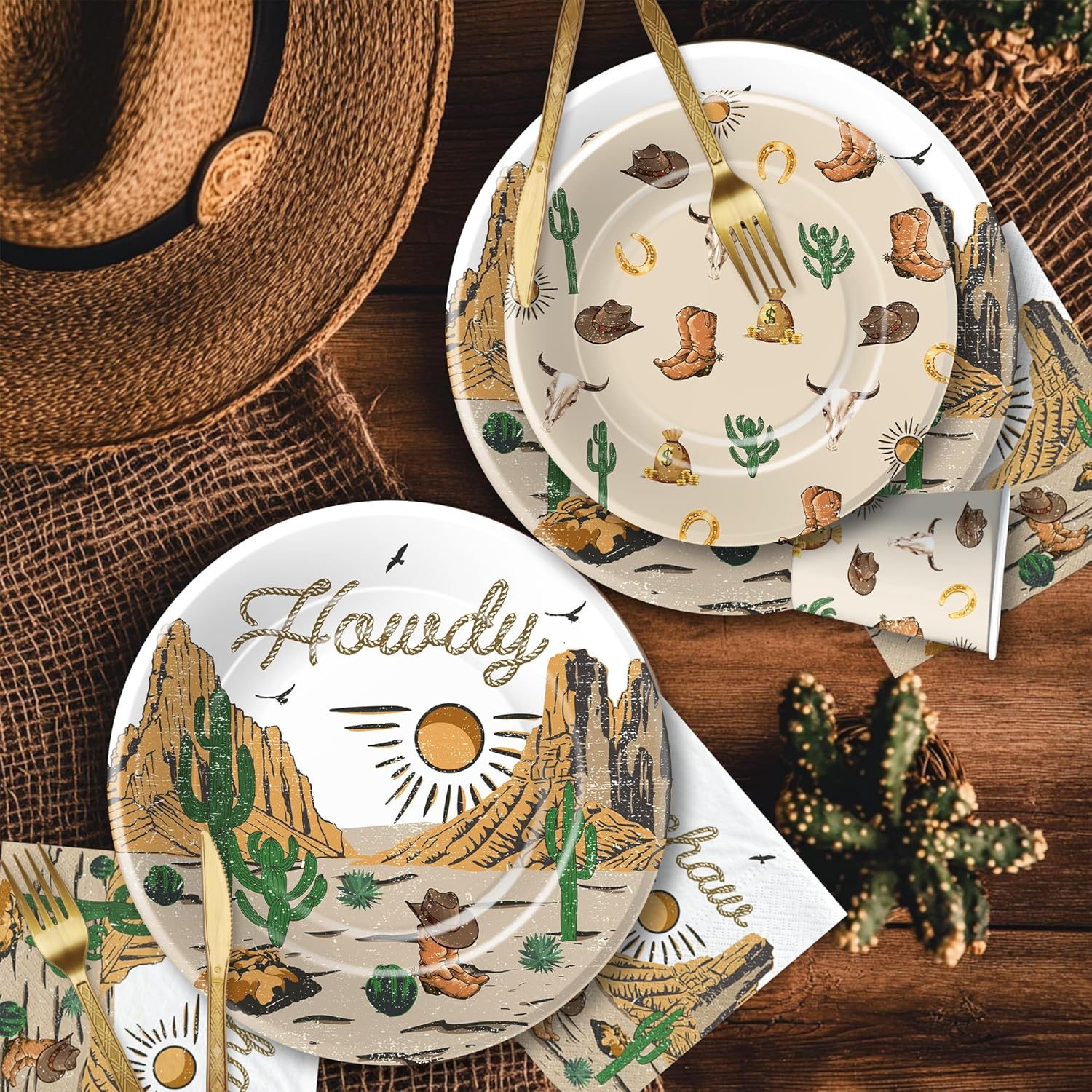 Western Party Supplies Set for 24 Guests