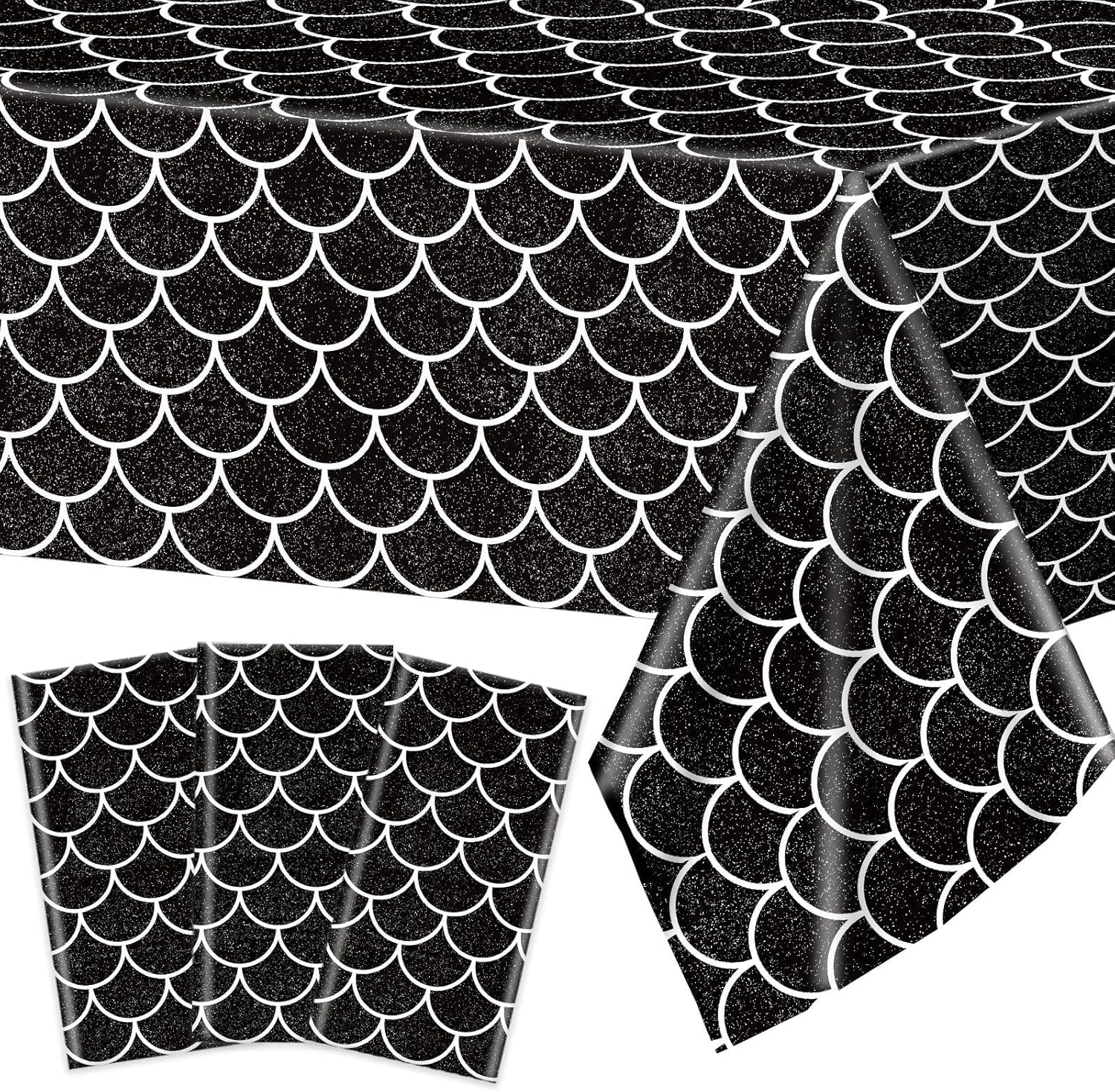 3 Pack Black Dragon Tablecloth for Birthday Party Decorations
