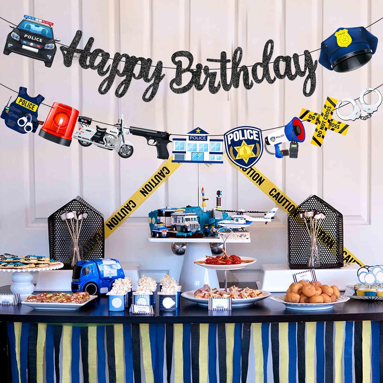 Police Birthday Banners 2Pcs Cops Party Decorations