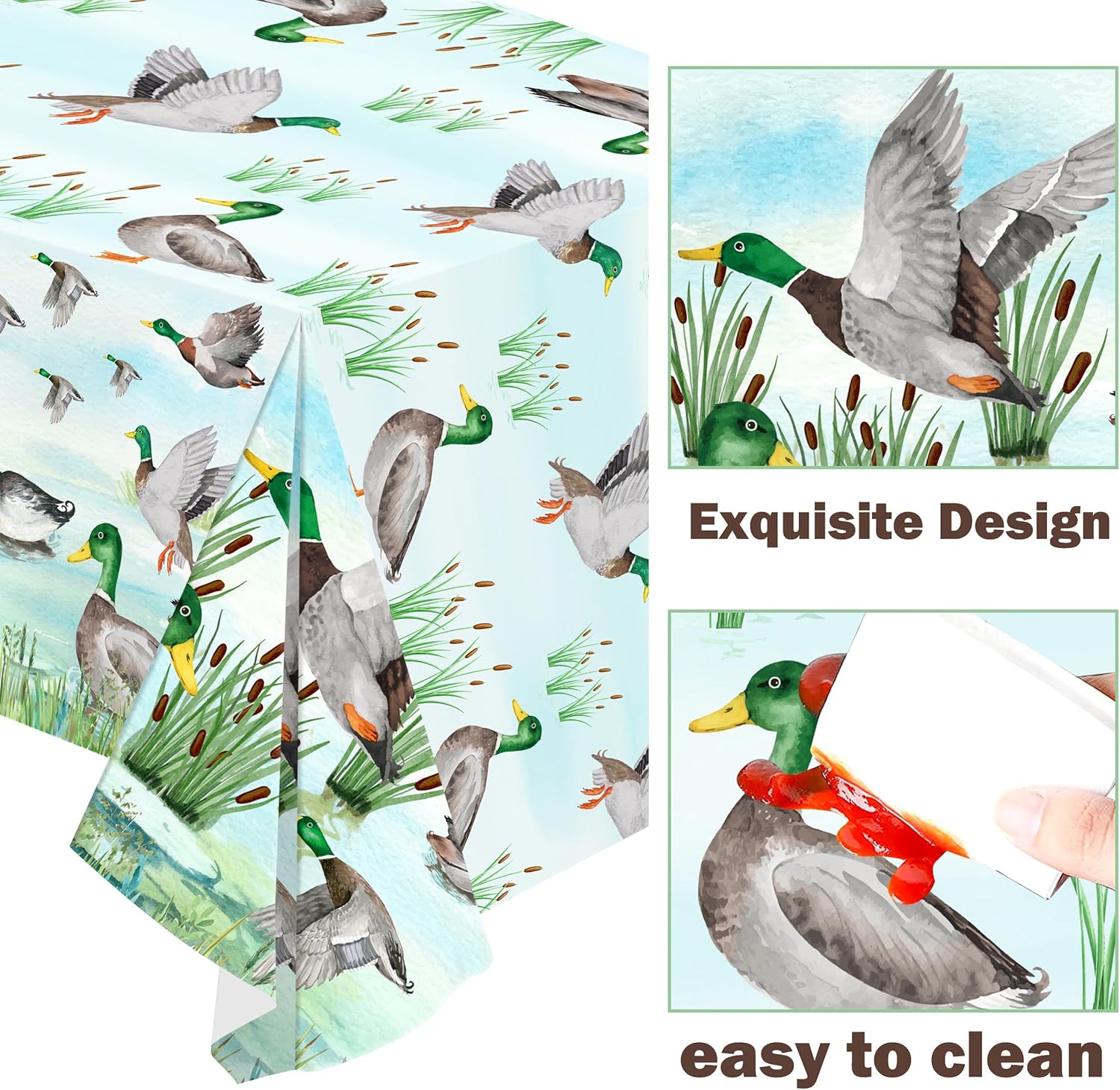 2pcs Mallard Duck Party Tablecloths 1st Birthday Decor