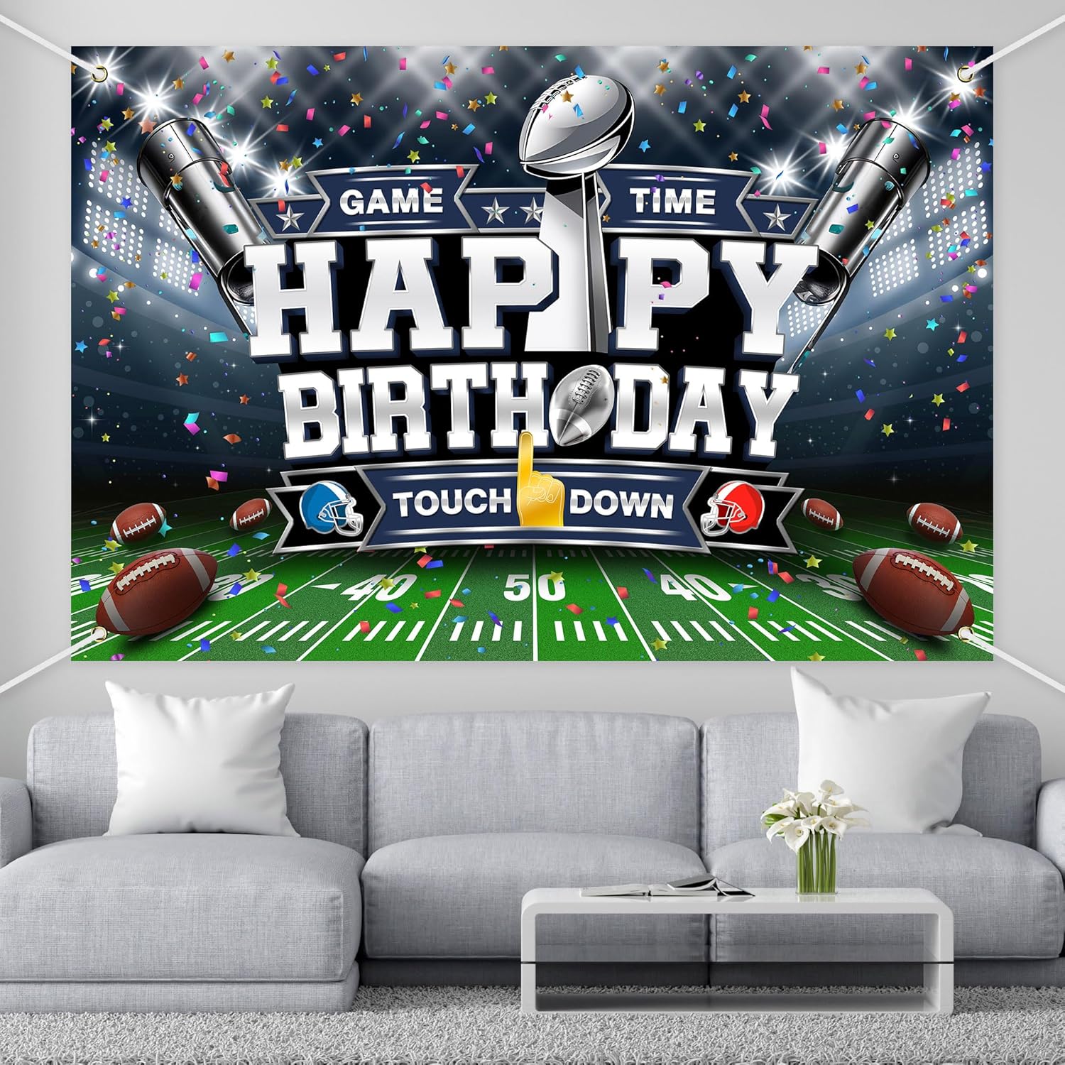 Football Birthday Backdrop Banner for Boys Girls Men 72x43in