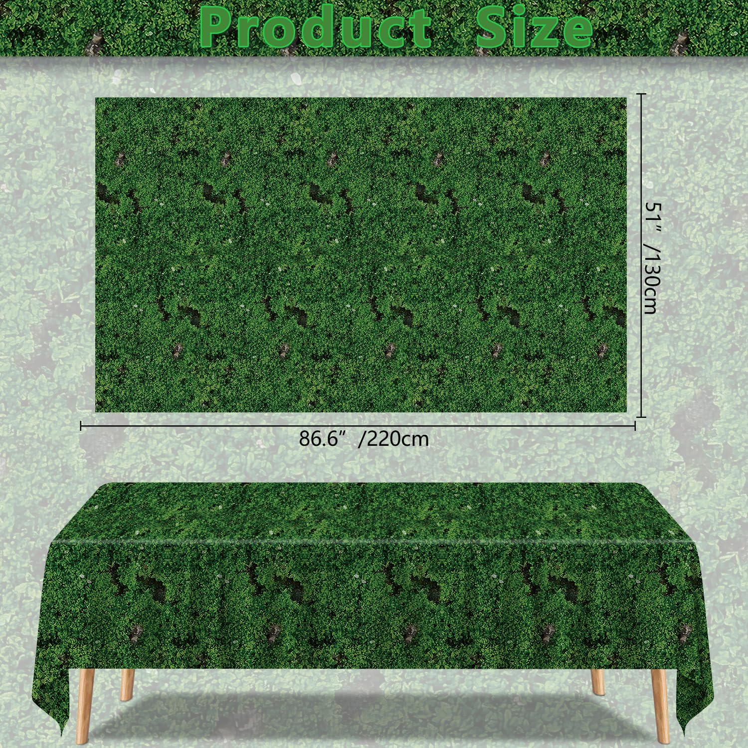 4 Pcs Green Moss Plastic Tablecloth Set