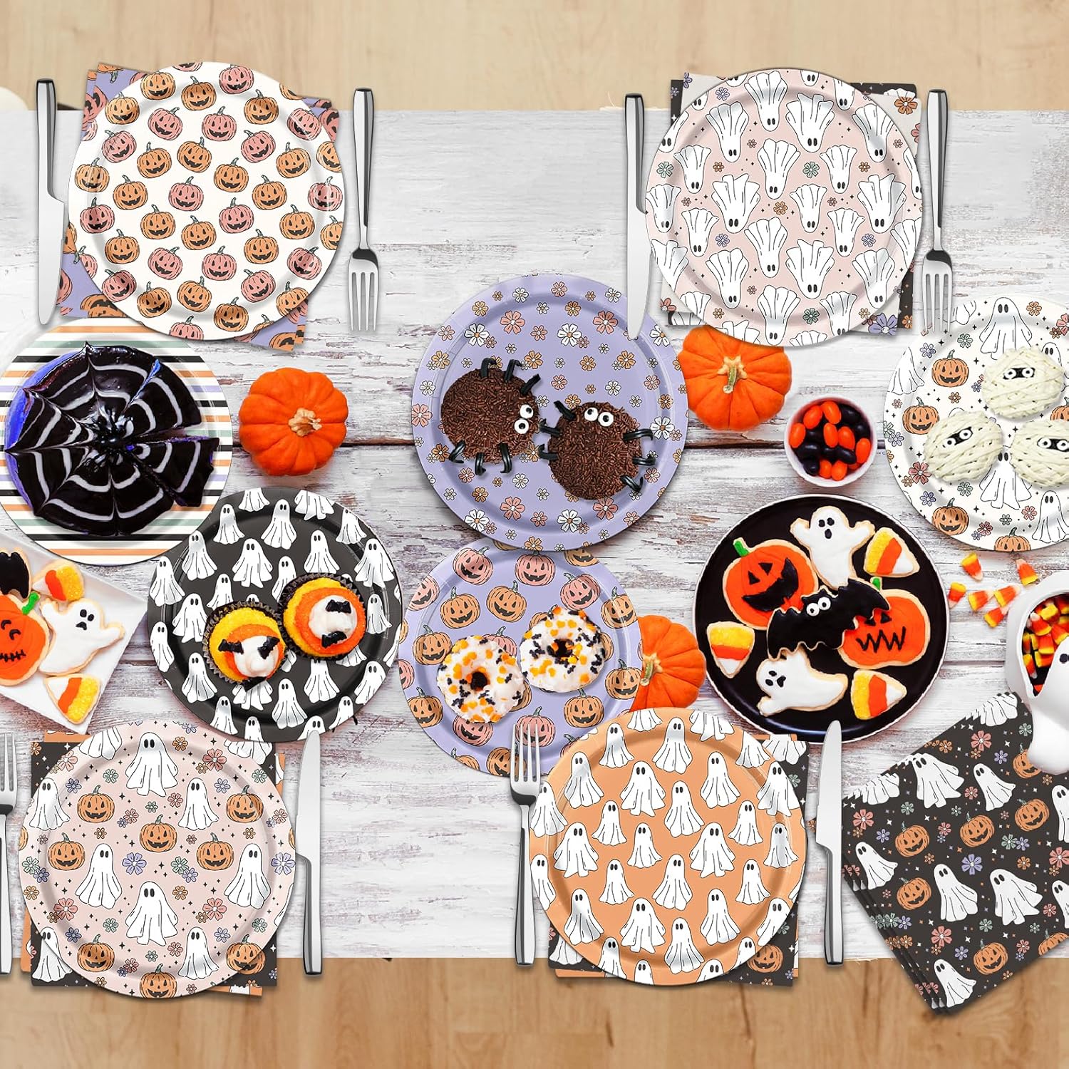 Halloween Party Plates Napkins 60Pcs Set
