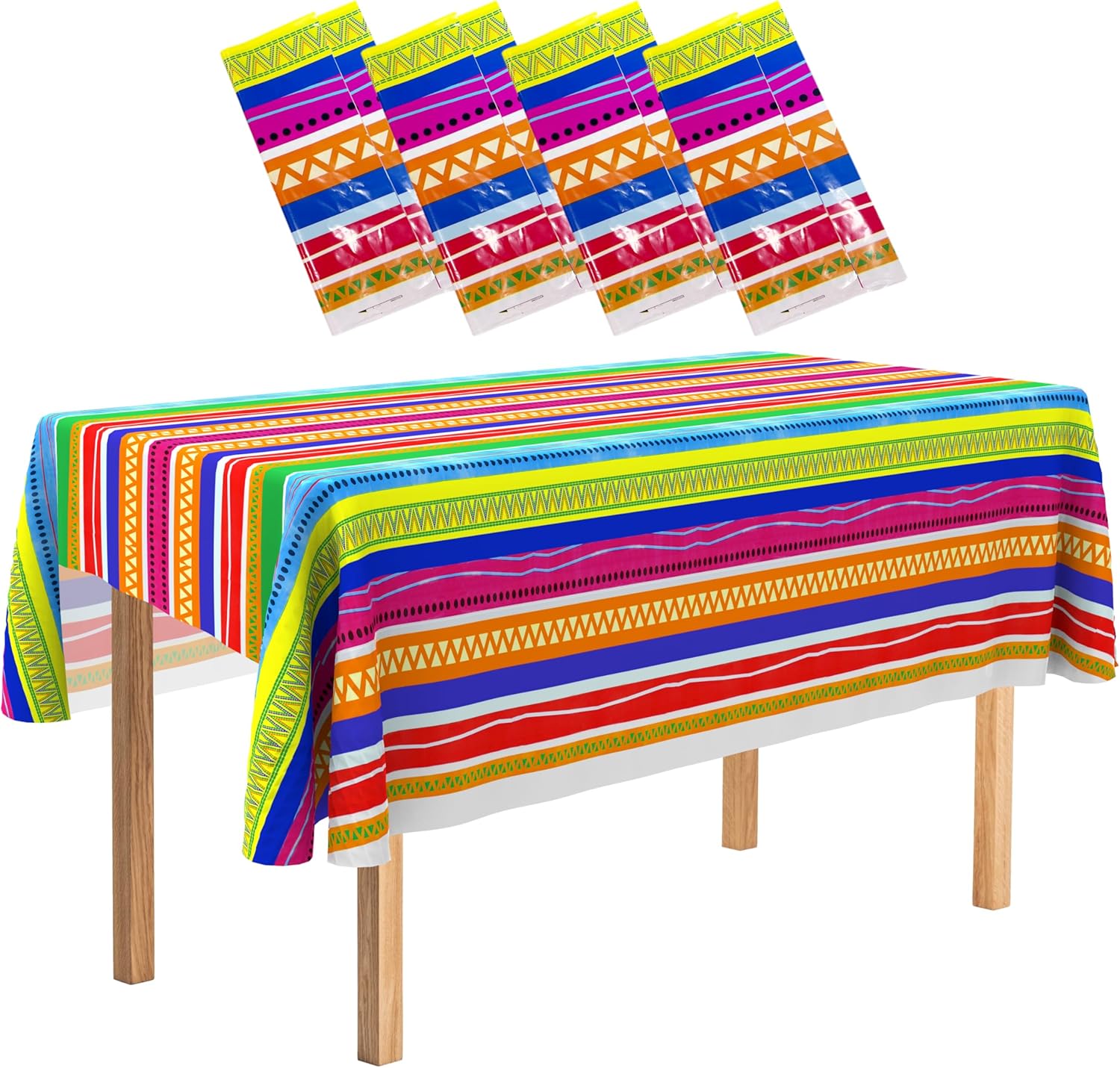 Fiesta Plastic Tablecloth 4 Pack 54x108 for Cinco De Mayo Parties