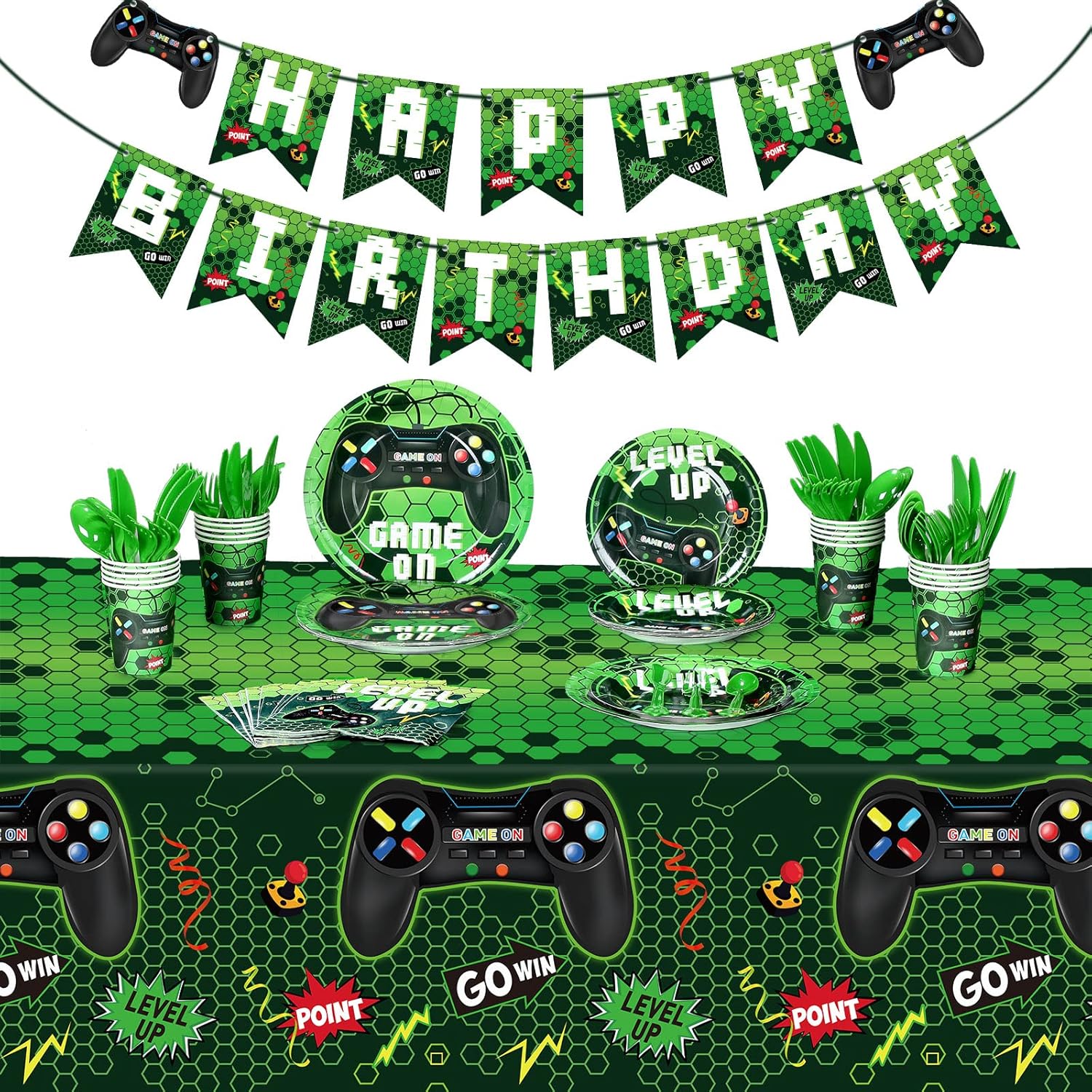 Tiamon 172 Pcs Video Game Party Decoration Set