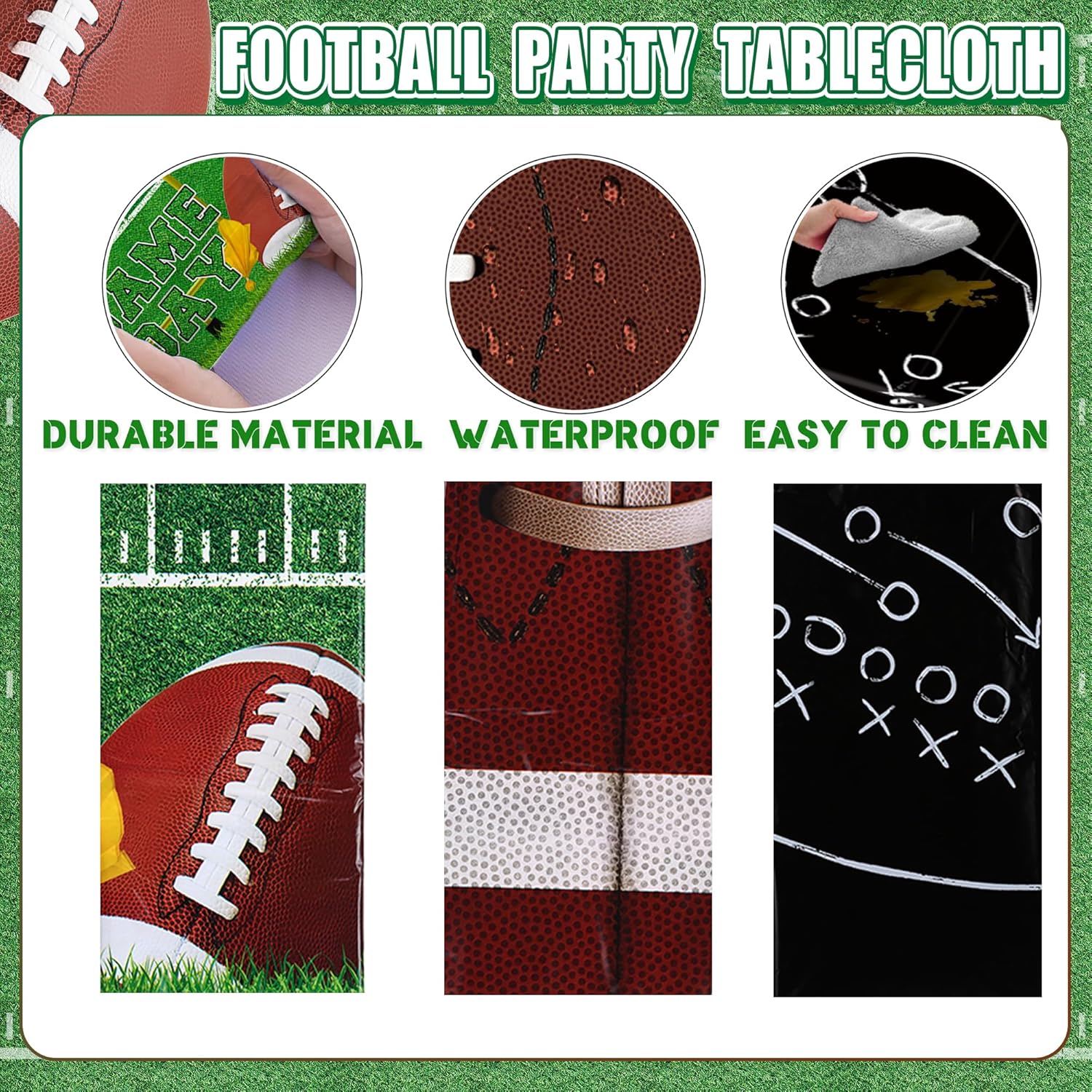 3pcs Football Party Tablecloths Rectangular Plastic 108x54