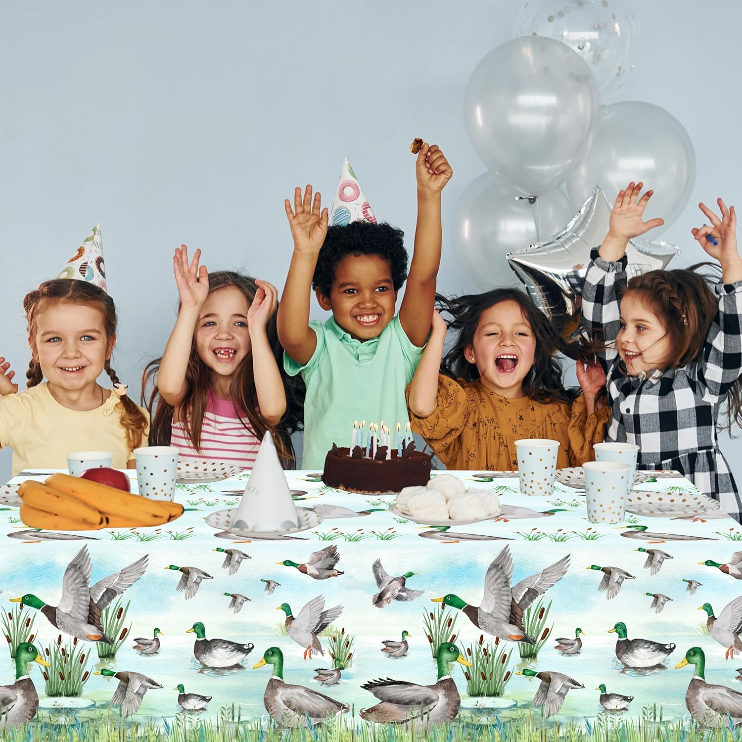 2pcs Mallard Duck Party Tablecloths 1st Birthday Decor