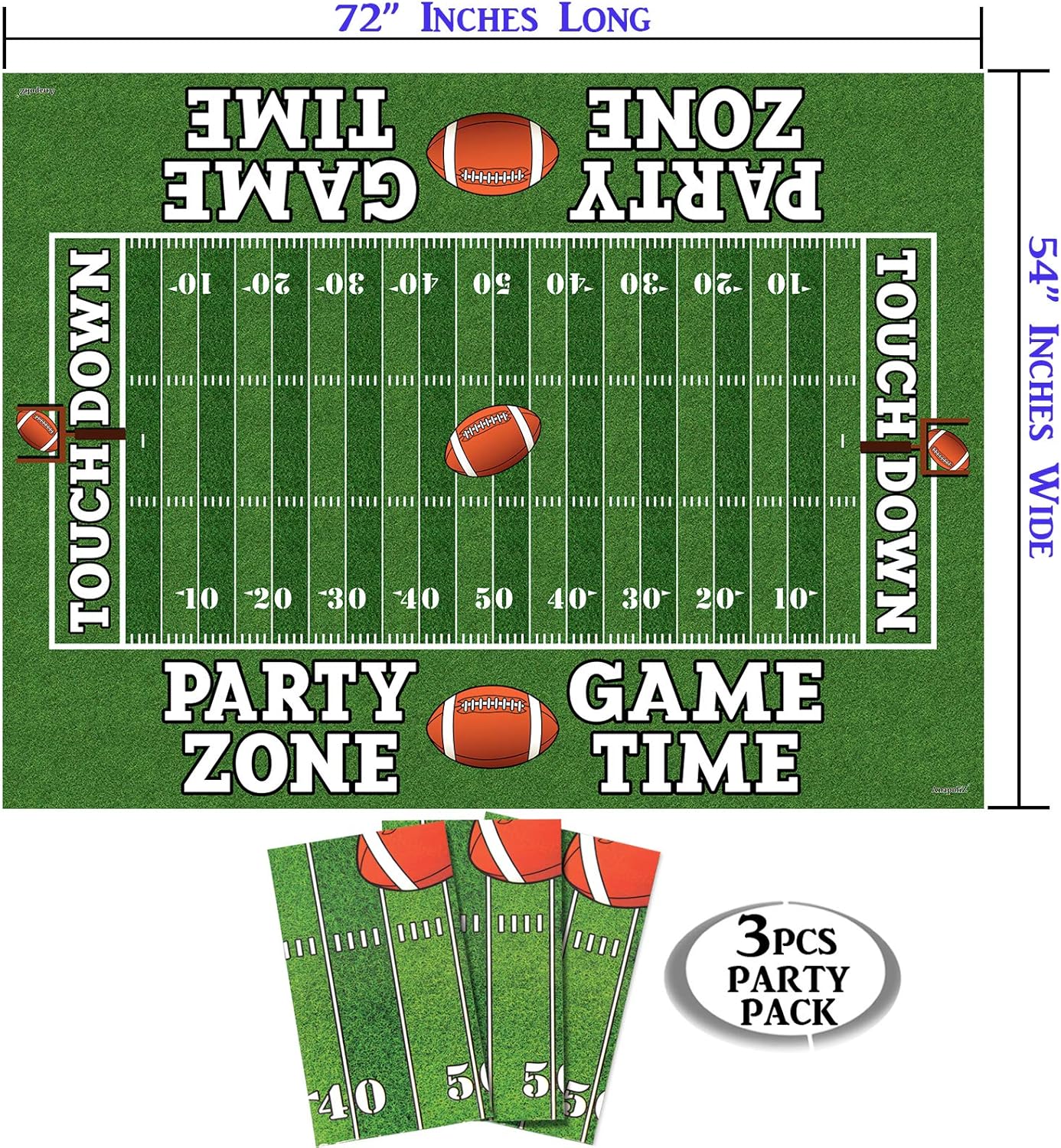 AnapoliZ Football Tablecloth 3 Pcs Party Pack