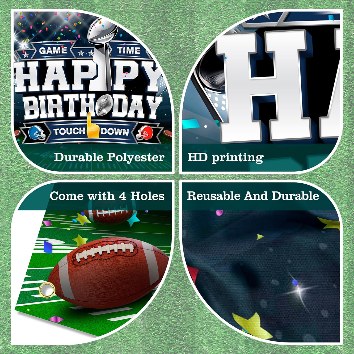 Football Birthday Backdrop Banner for Boys Girls Men 72x43in