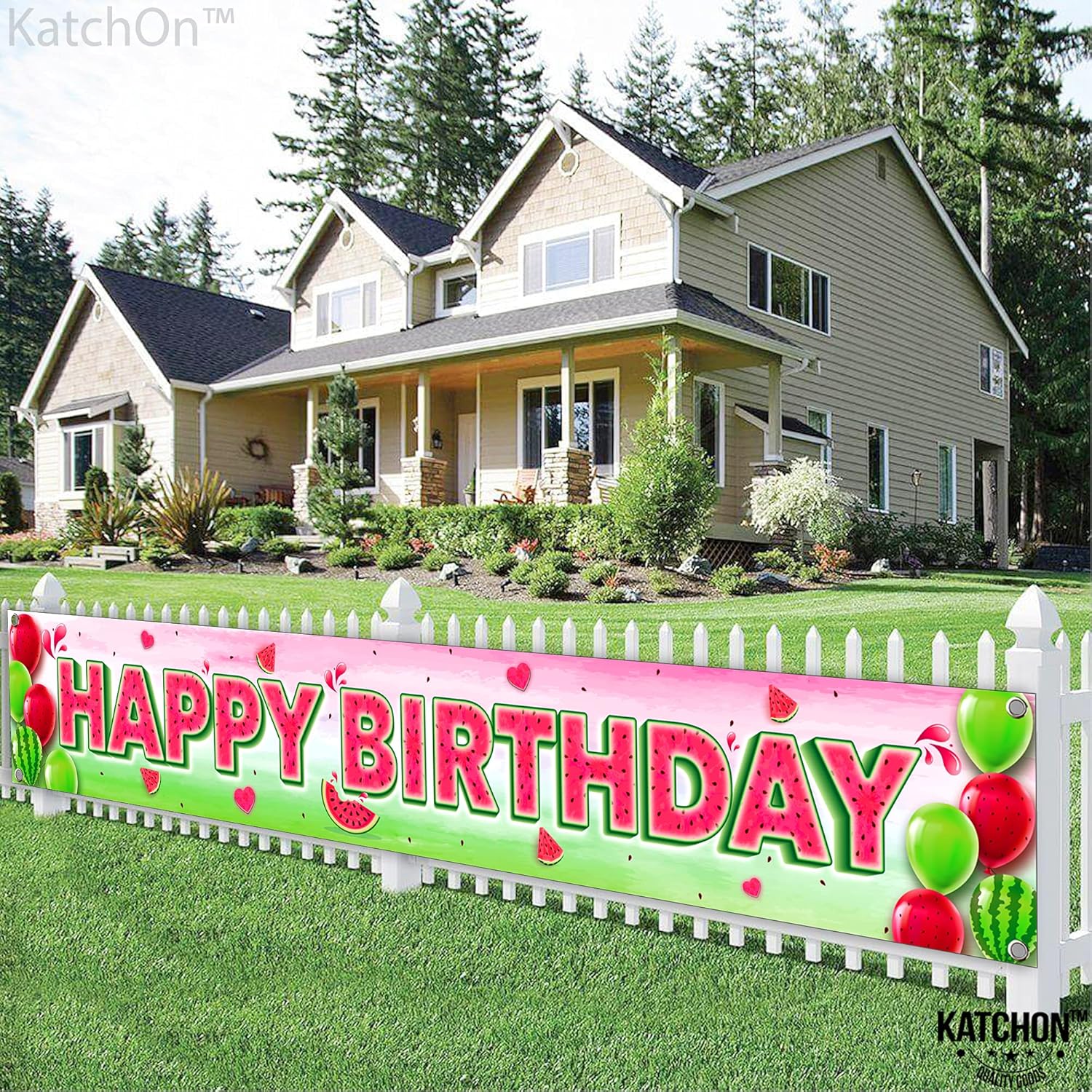 KatchOn XtraLarge Watermelon Birthday Banner 120x20 Inch