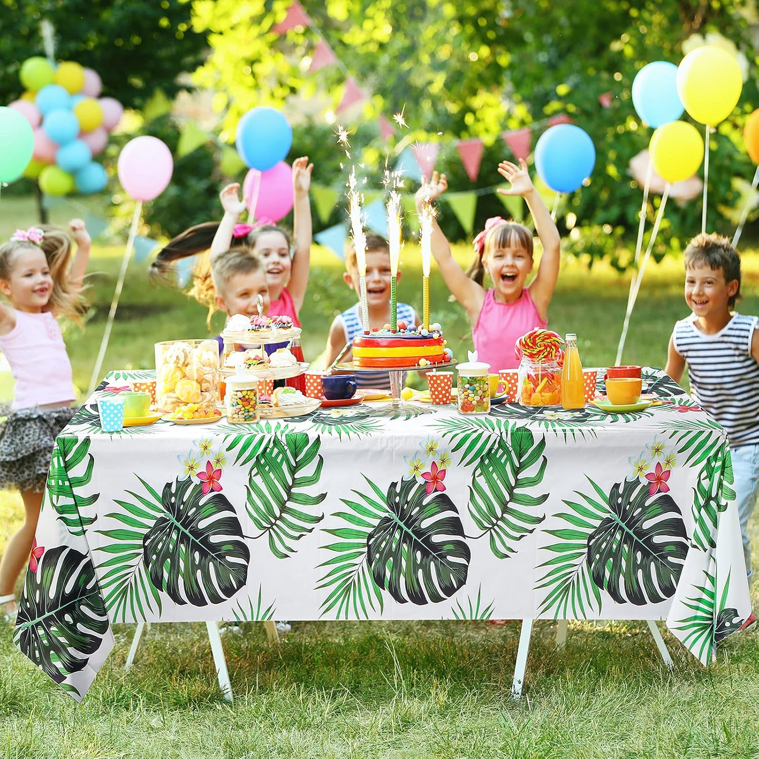 Tatuo 3 Pack Hawaiian Luau Party Tablecloths