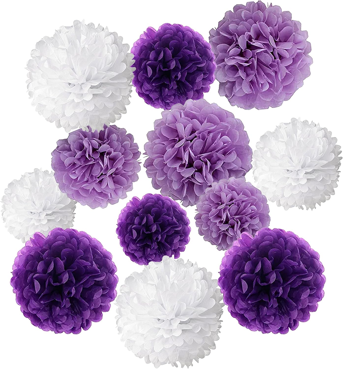 Wartoon Tissue Paper Pom Poms Flowers Set 12PCS