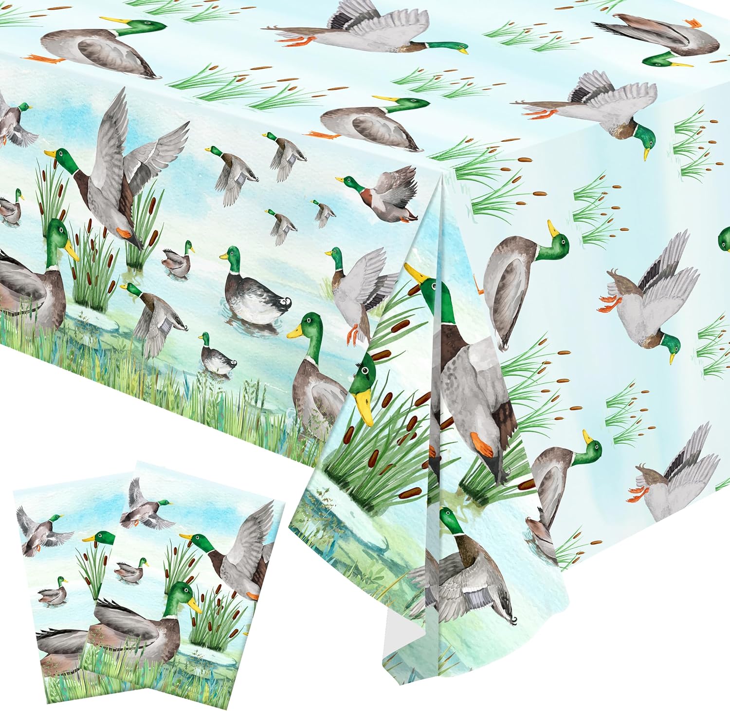 2pcs Mallard Duck Party Tablecloths 1st Birthday Decor
