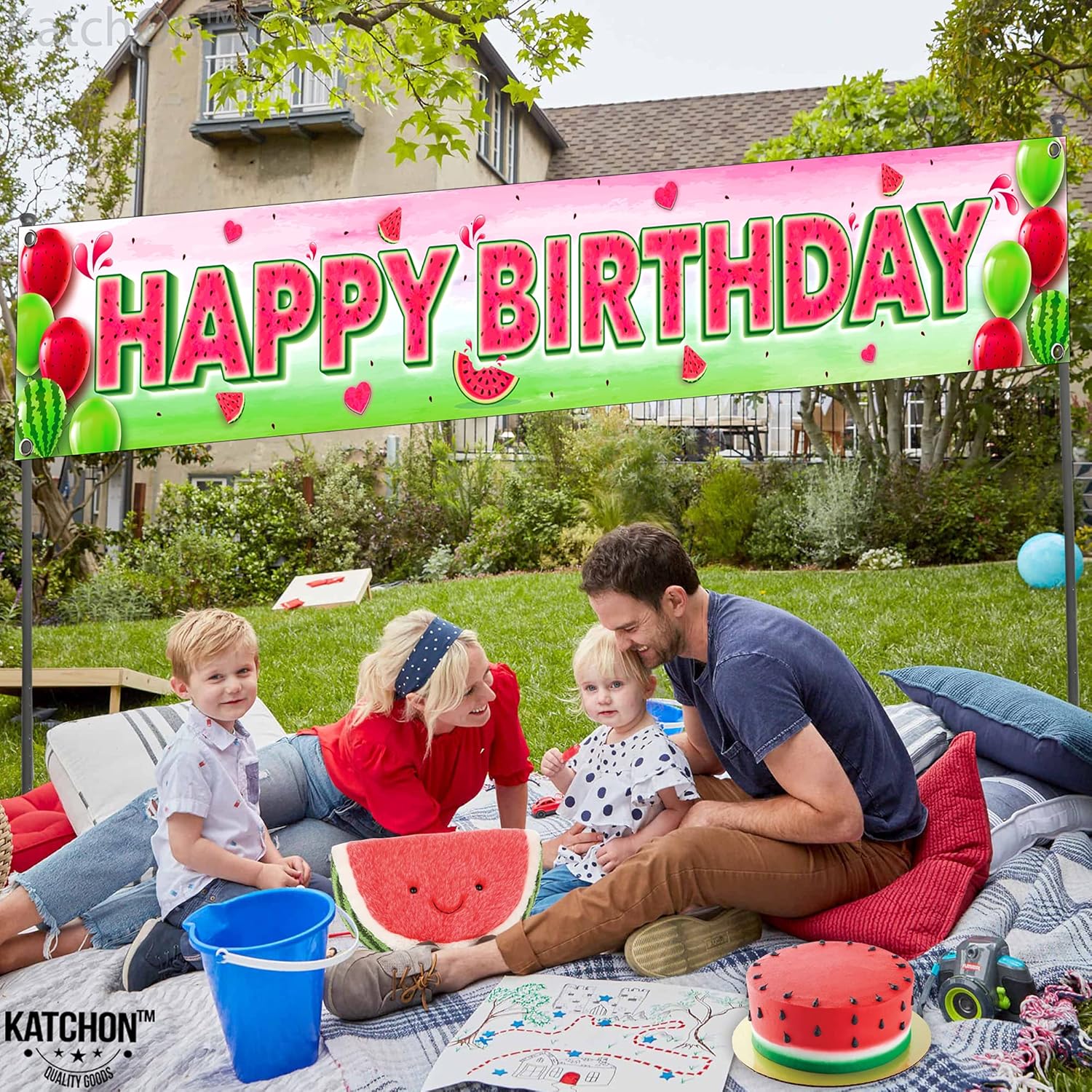 KatchOn XtraLarge Watermelon Birthday Banner 120x20 Inch