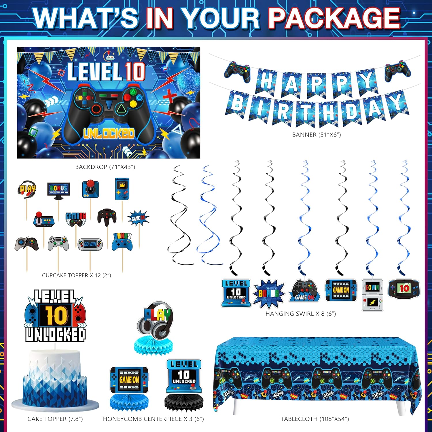 Level 10 Video Game Birthday Decorations for Boys