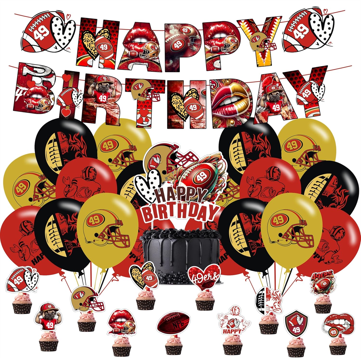49 Piece Football Party Decor Set for Boys Girls