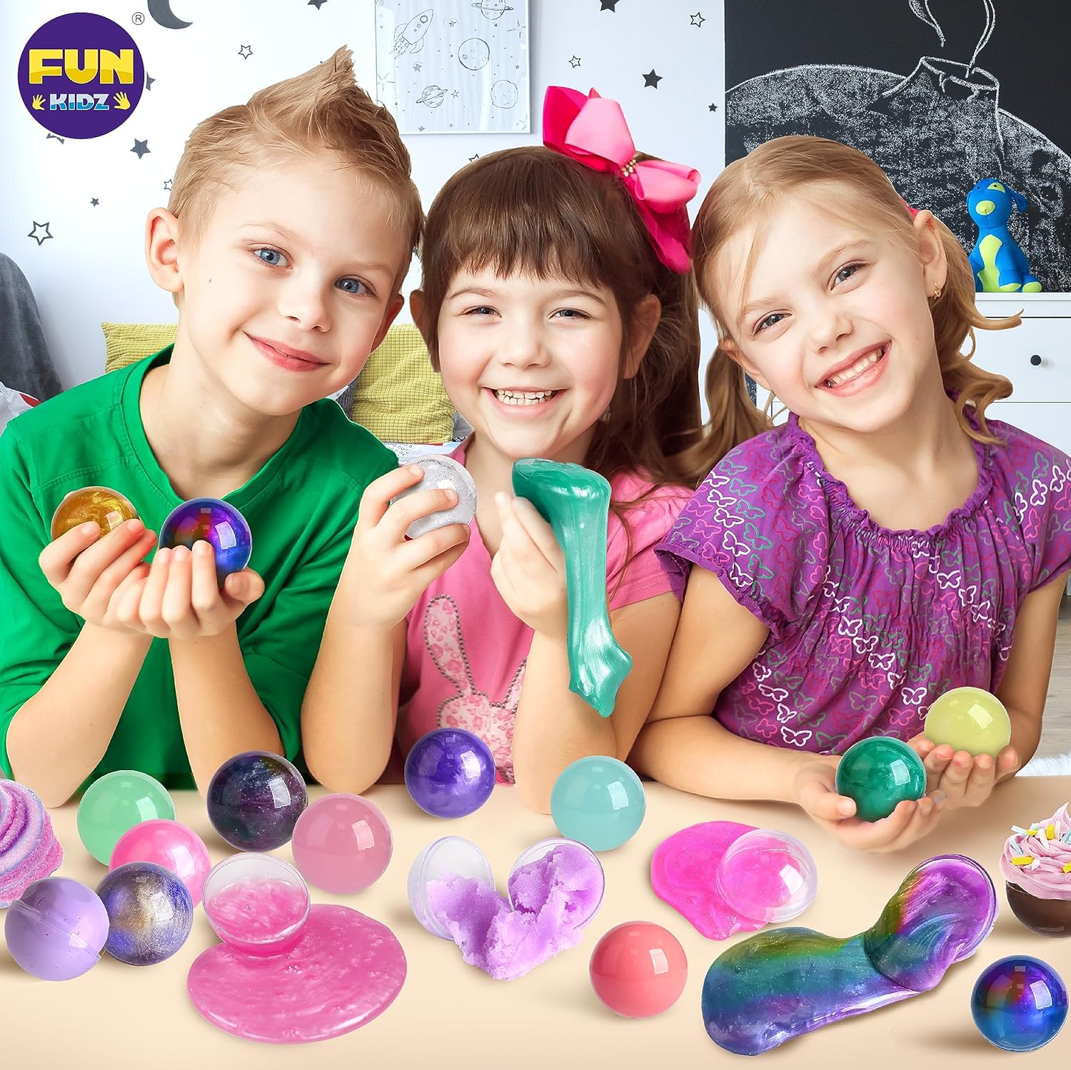 FunKidz 25 Variety Slime Balls for Kids Party Favors