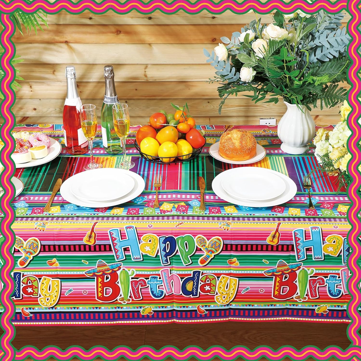 3 Pcs Mexican Fiesta Tablecloths for Party Decorations