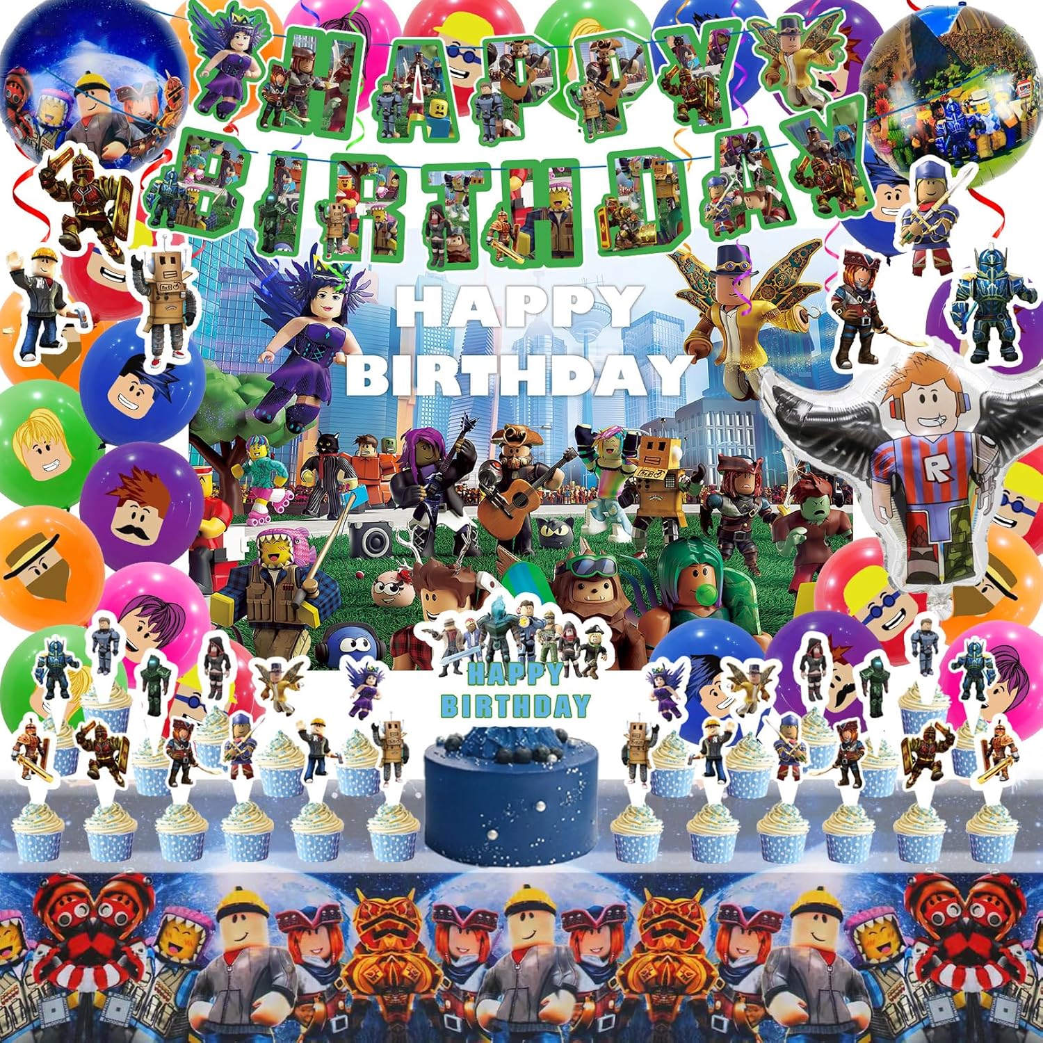 Birthday Party Decor Set with Balloons and Banner