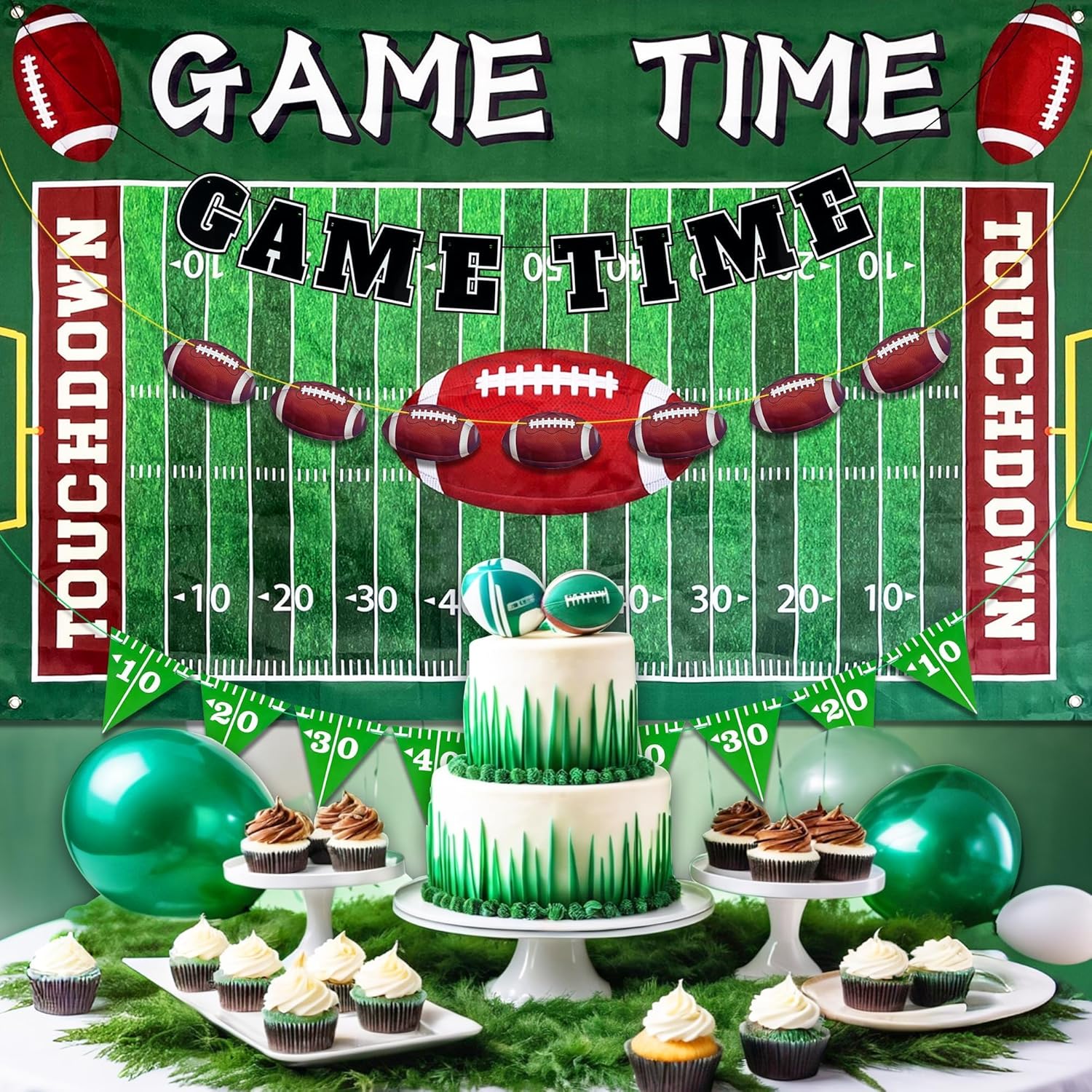 7 PCS Football Party Decorations Banner Backdrop