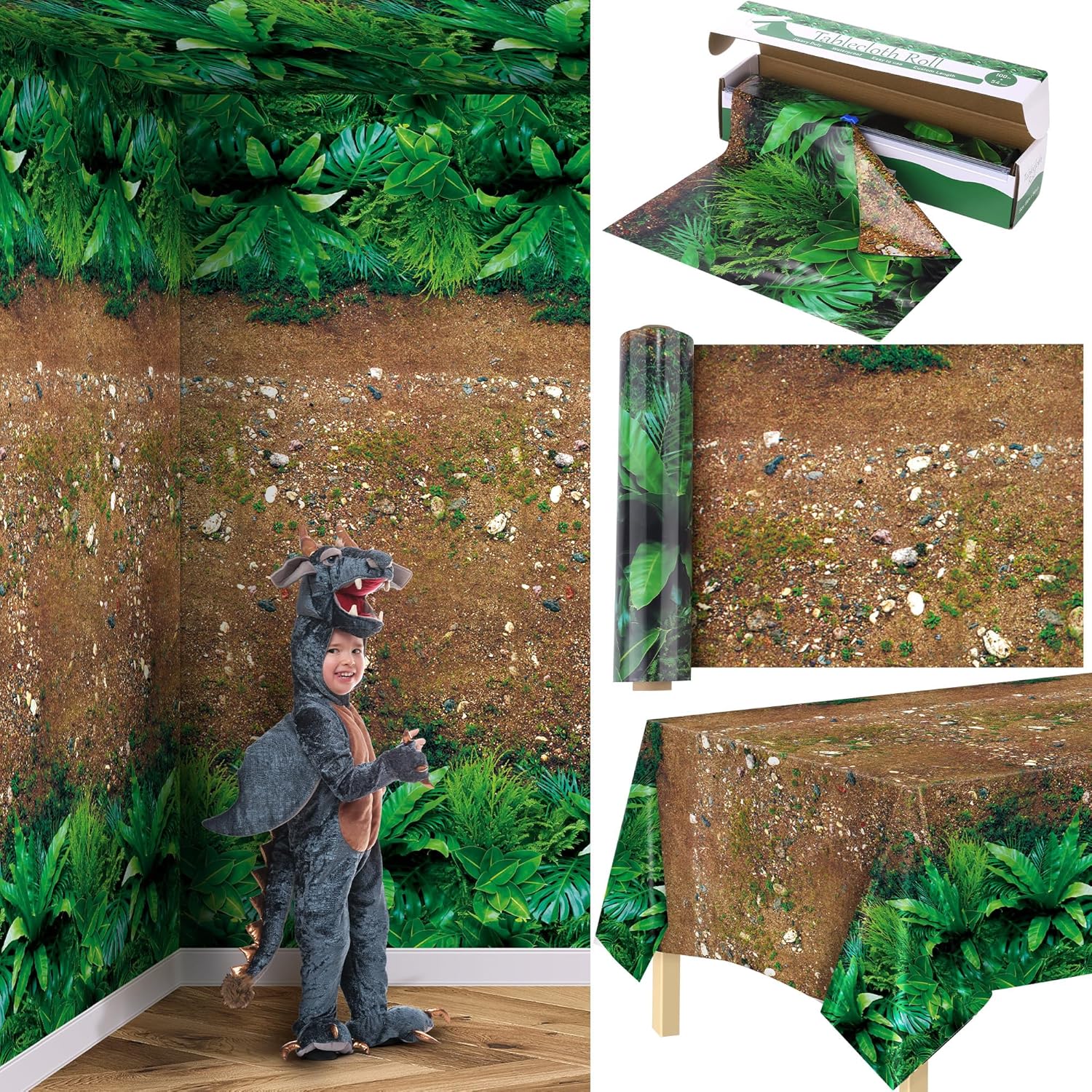 Kochorie 100 Ft x 54 Inch Jungle Tablecloth Roll with Cutter Box