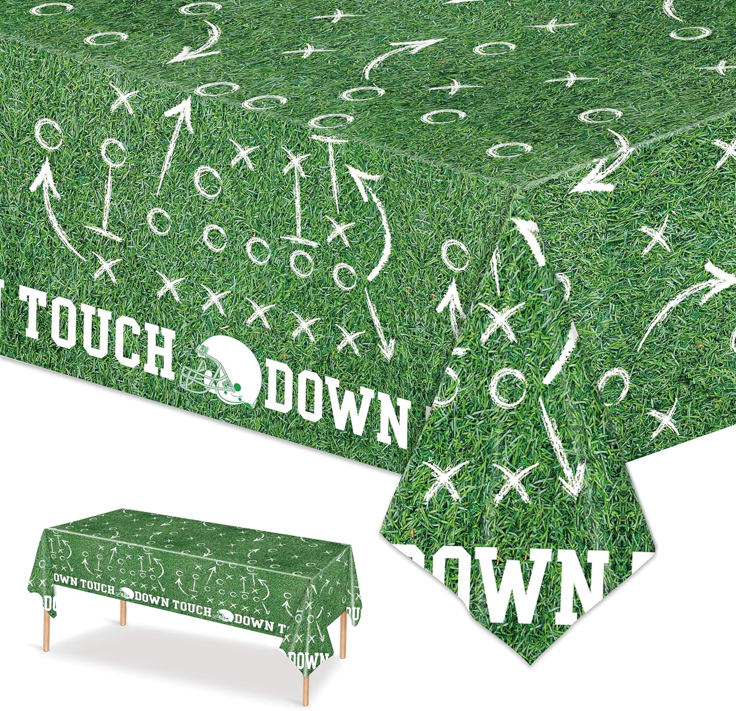 PHOGARY 3 Pack Green Football Tablecloths 54x108in