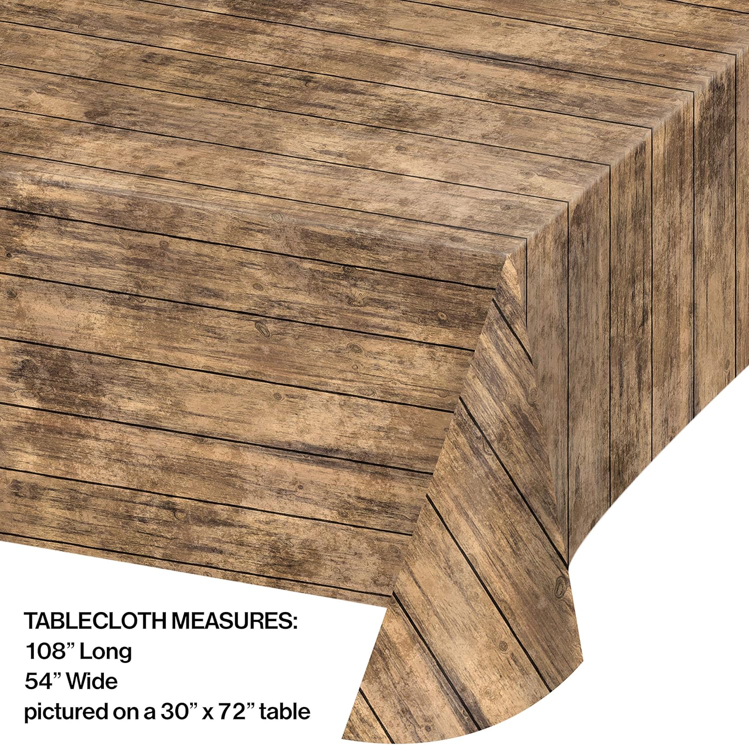Creative Converting 329655 Wood Grain Plastic Tablecloth